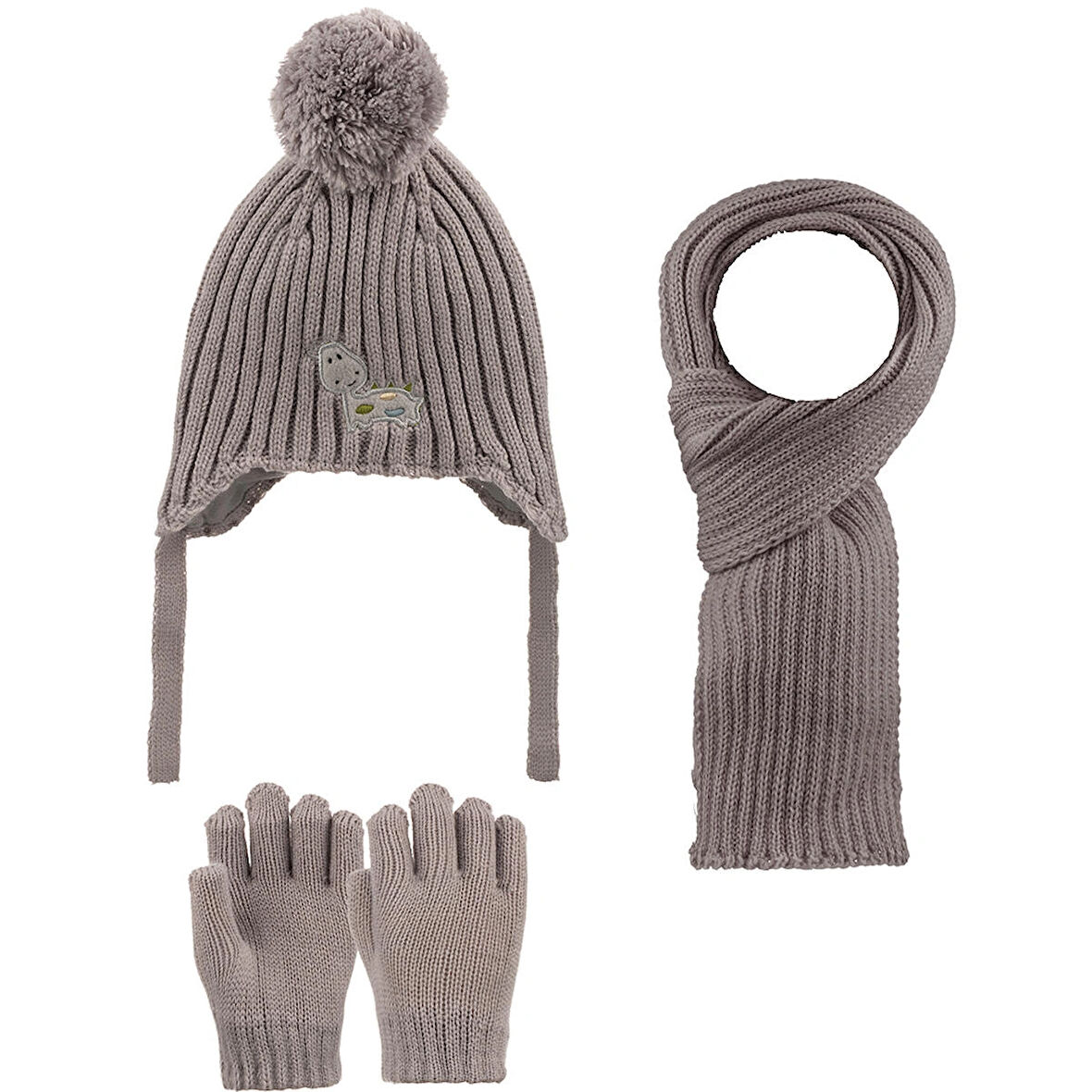 1-4 Yaş Erkek Çocuk 3'lü Takım Atkı, Bere ve Eldiven Set