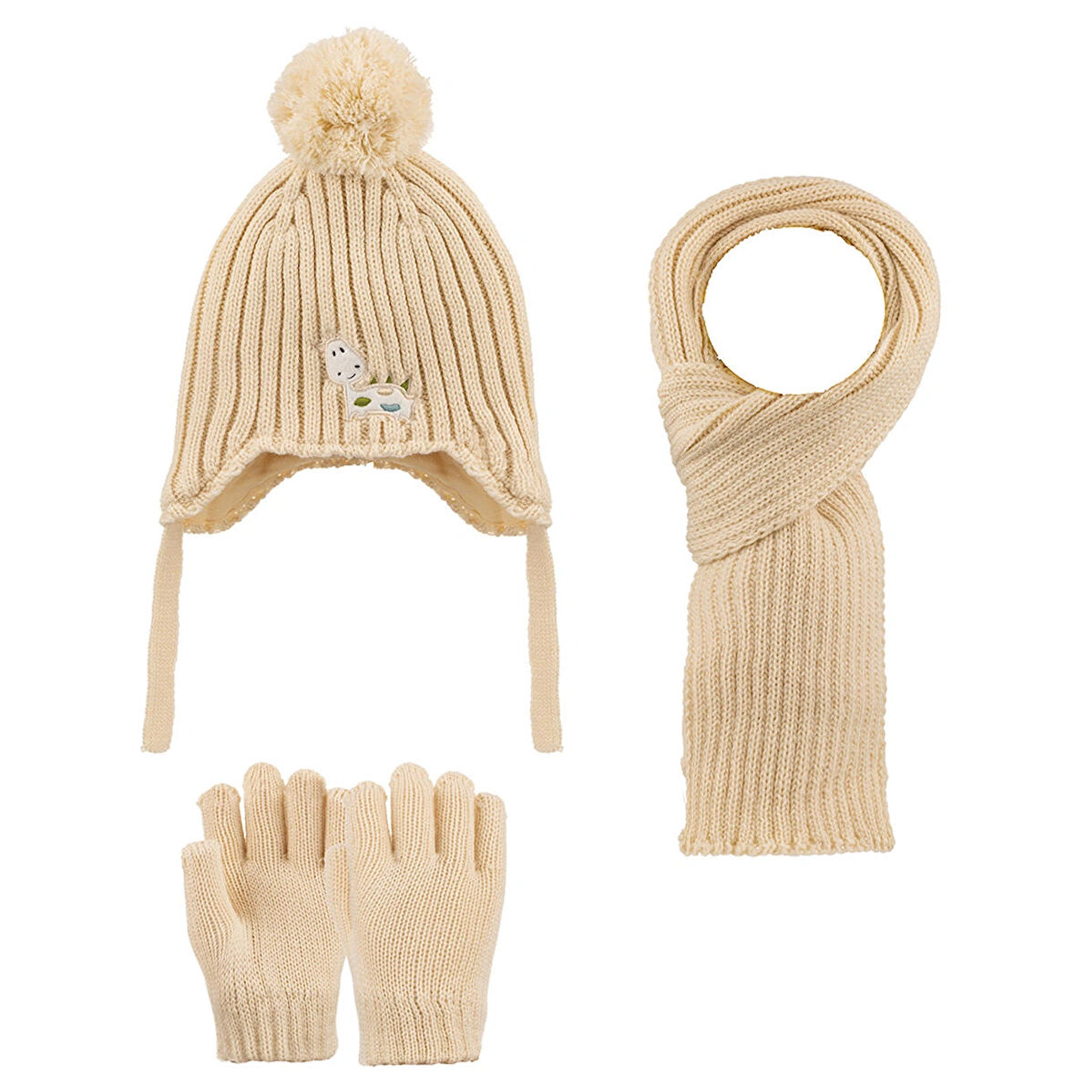 1-4 Yaş Erkek Çocuk 3'lü Takım Atkı, Bere ve Eldiven Set