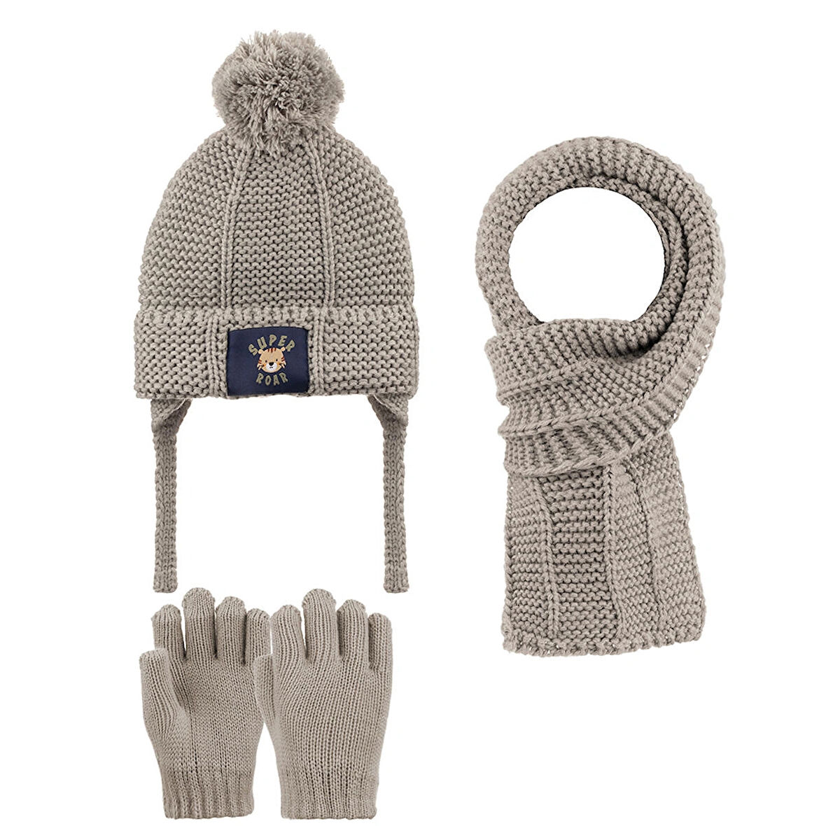 1-4 Yaş Erkek Çocuk 3'lü Takım Atkı, Bere ve Eldiven Set