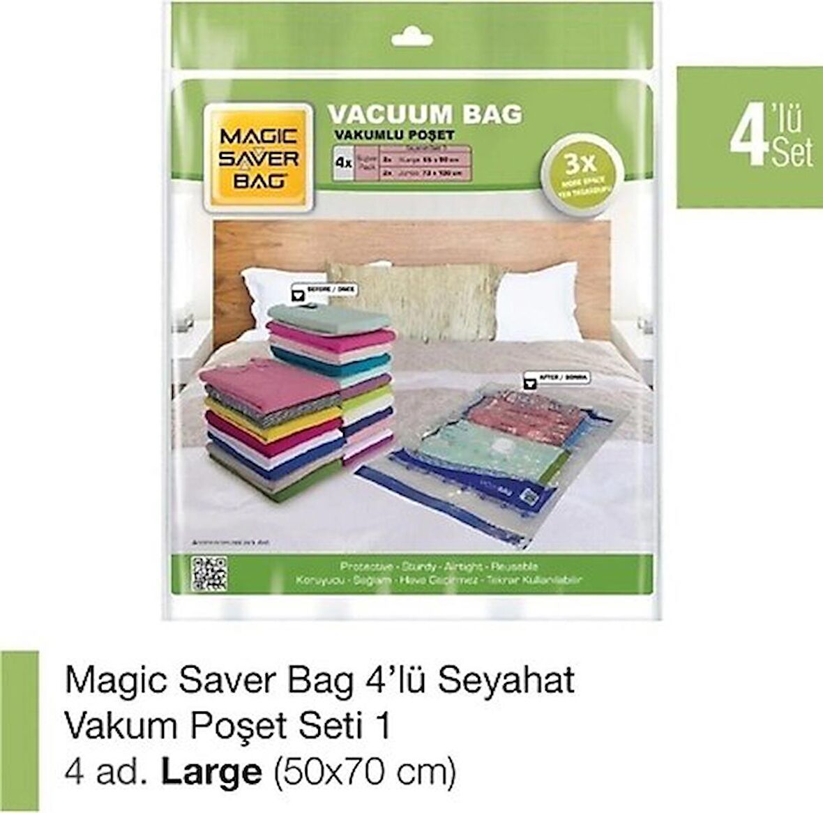 Magic Saver Bag 4'lü Vakumlu Poşet Set-1