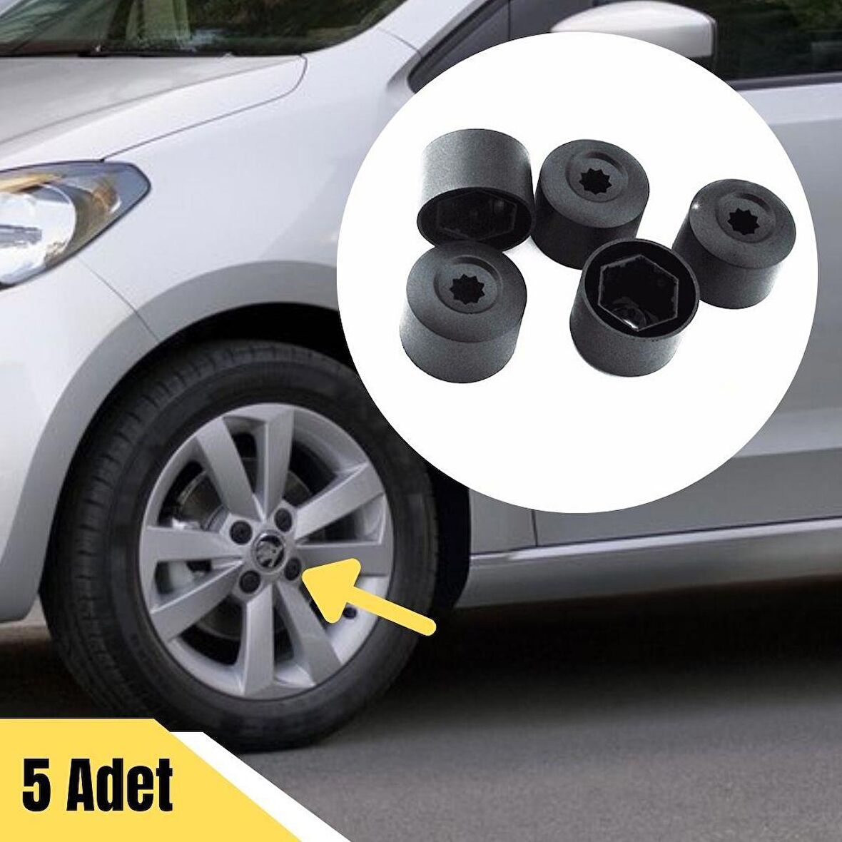 GKL Bijon Kapağı Şifresiz 5 Adet Siyah Skoda Citigo 2012-2020 1K0601173