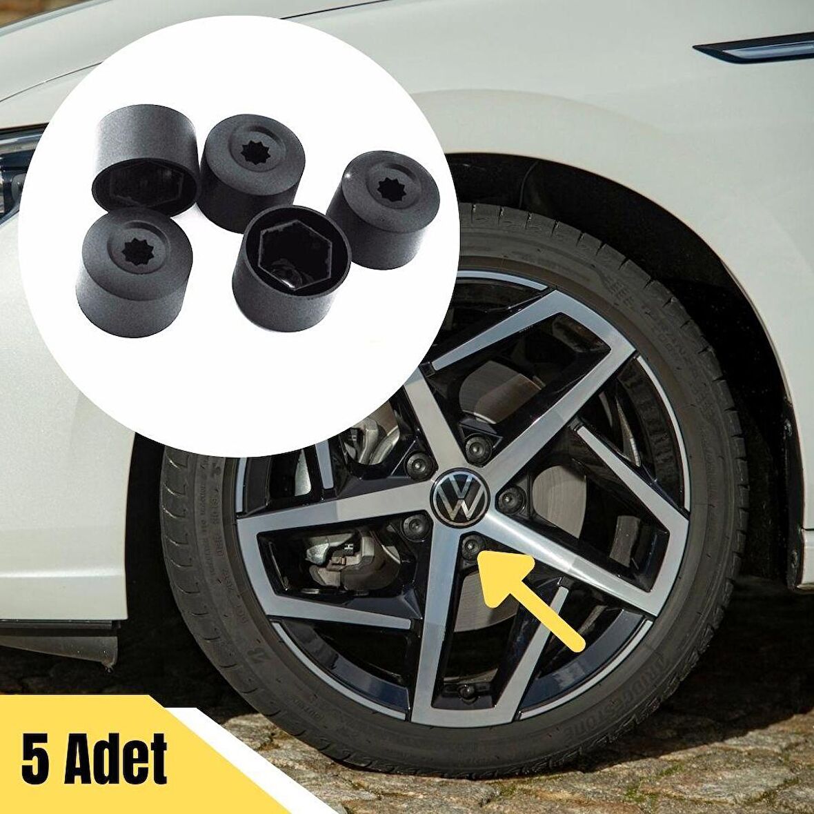 GKL Bijon Kapağı Şifresiz 5 Adet Siyah VW Beetle 1999-2010 6X0601173B