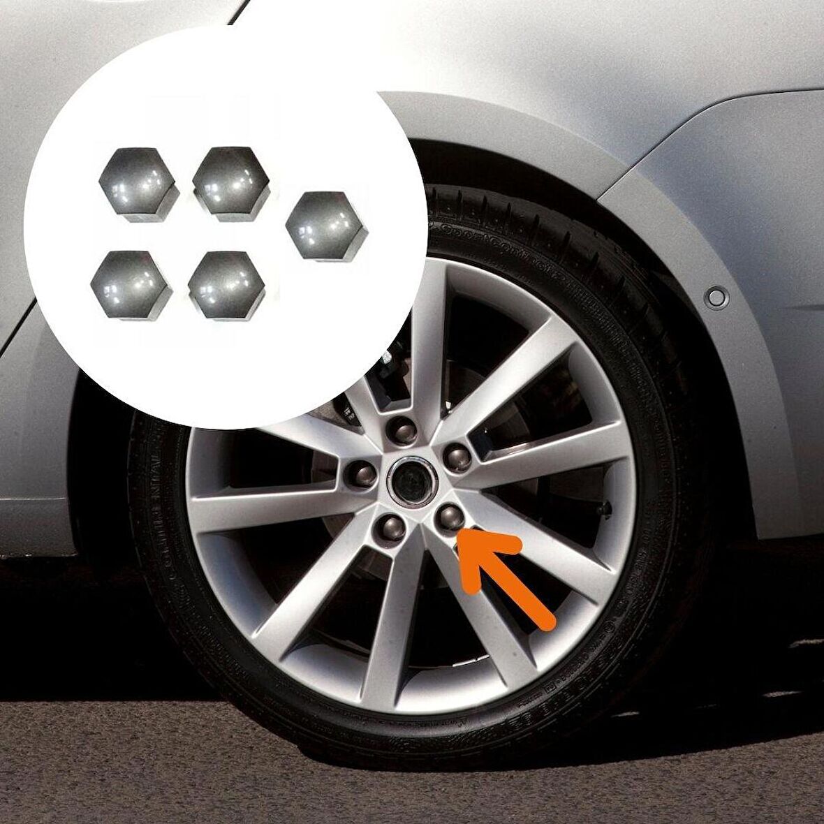 GKL Bijon Kapağı Şifresiz 5 Adet Gri Skoda Roomster 2006-2010 1Z0601173