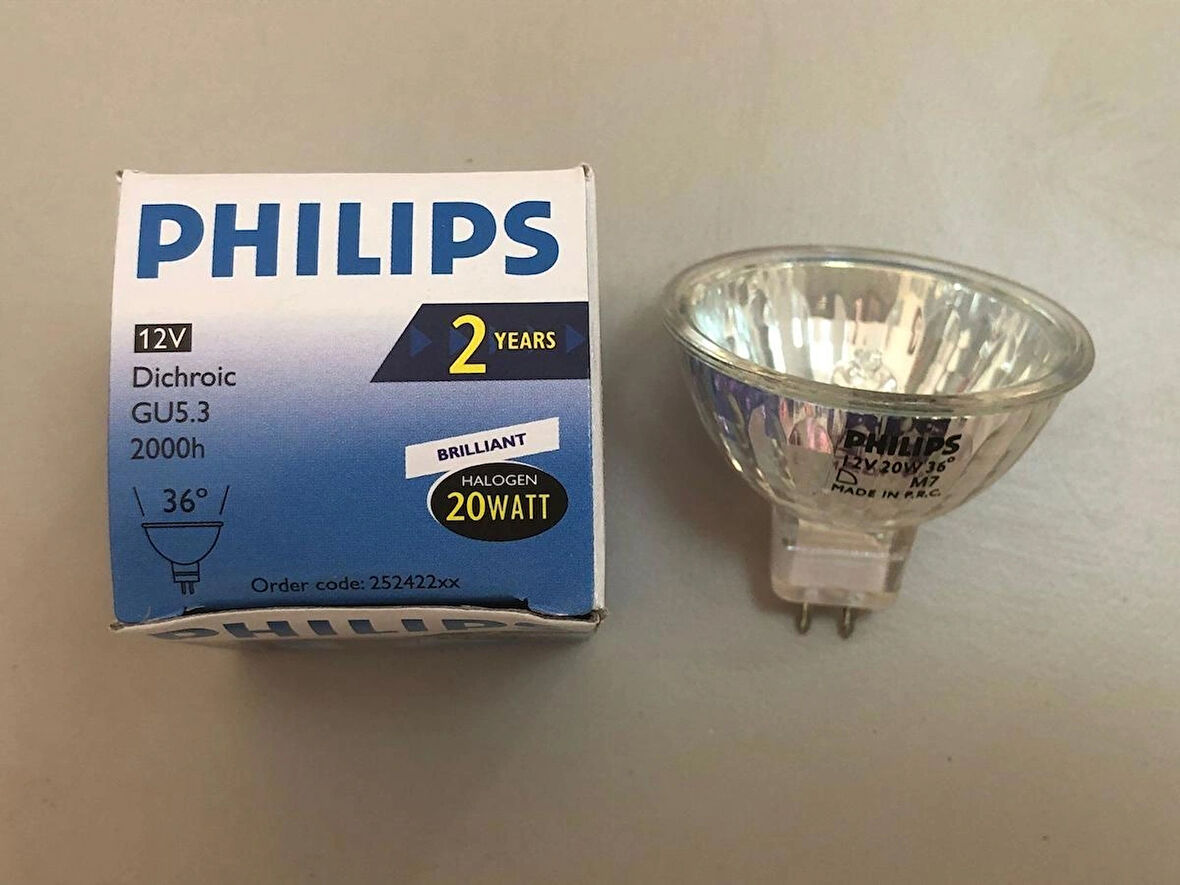 2 ADET PHILIPS 12V 20W MR 16 HALOJEN LAMBA ÇAP:50mm