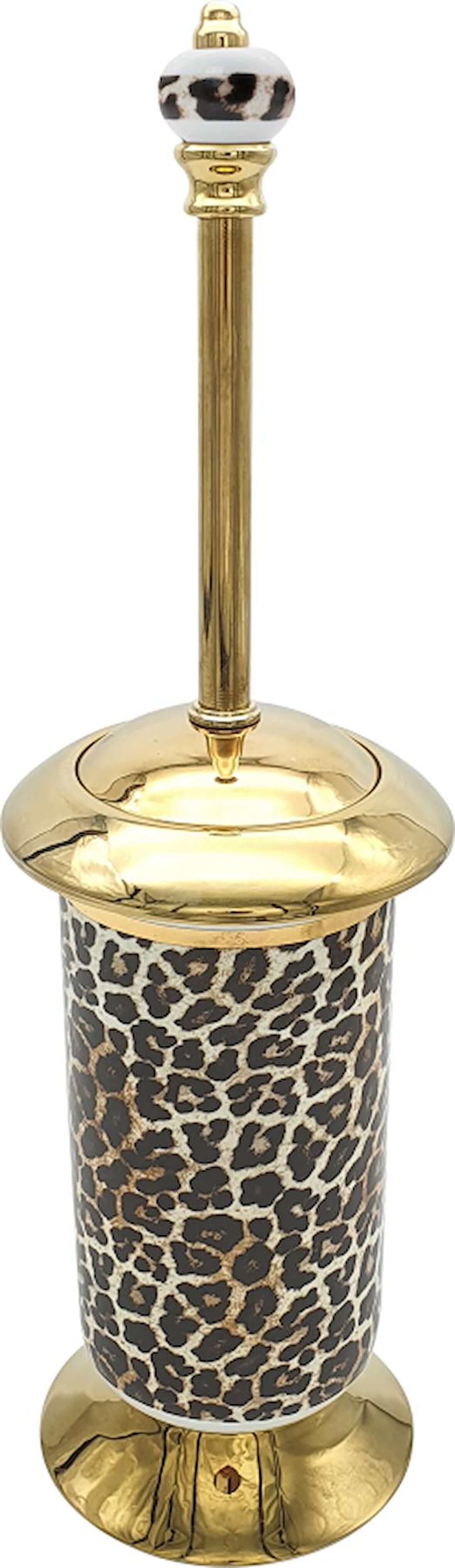 Pure Leopar Pvd Gold Klozet Fırçalık Kmr-5410