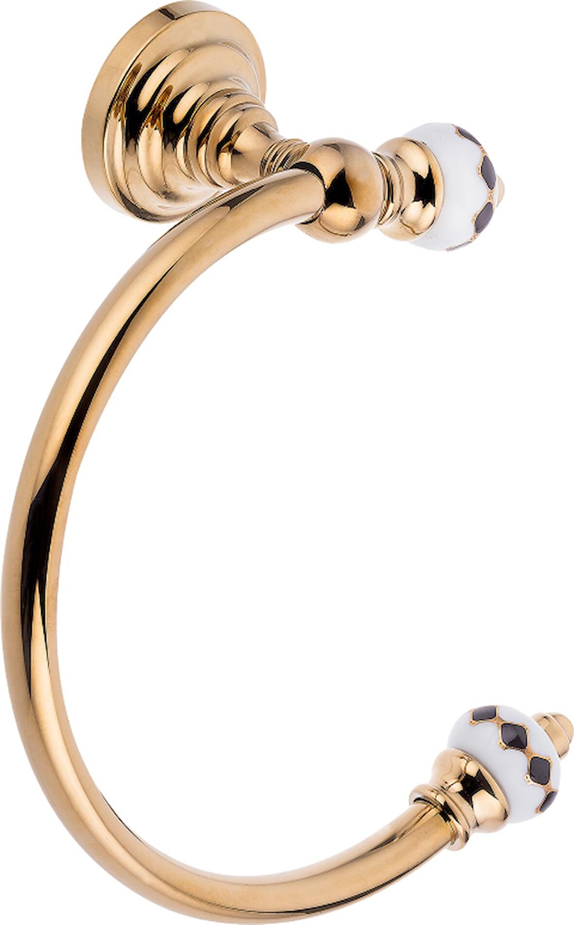 Pure Geometrik Siyah Altın / Pvd Gold Halka Havluluk Aks-207
