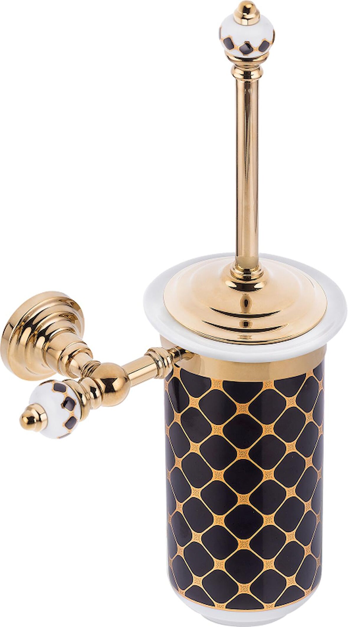 Pure Geometrik Siyah Altın / Pvd Gold Montajlı Klozet Fırçalık Aks-206