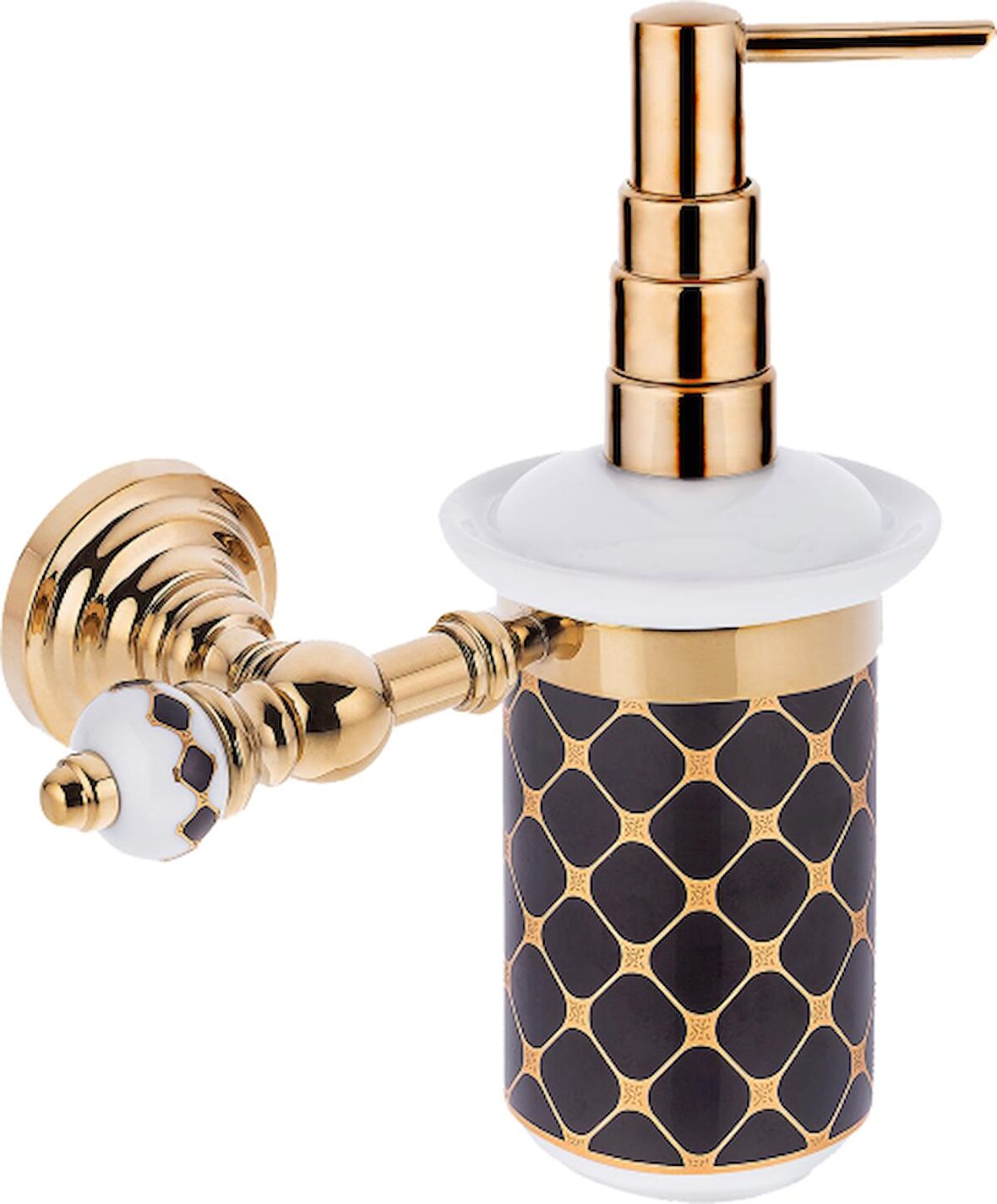 Pure Geometrik Siyah Altın / Pvd Gold Montajlı Sıvı Sabunluk Aks-202