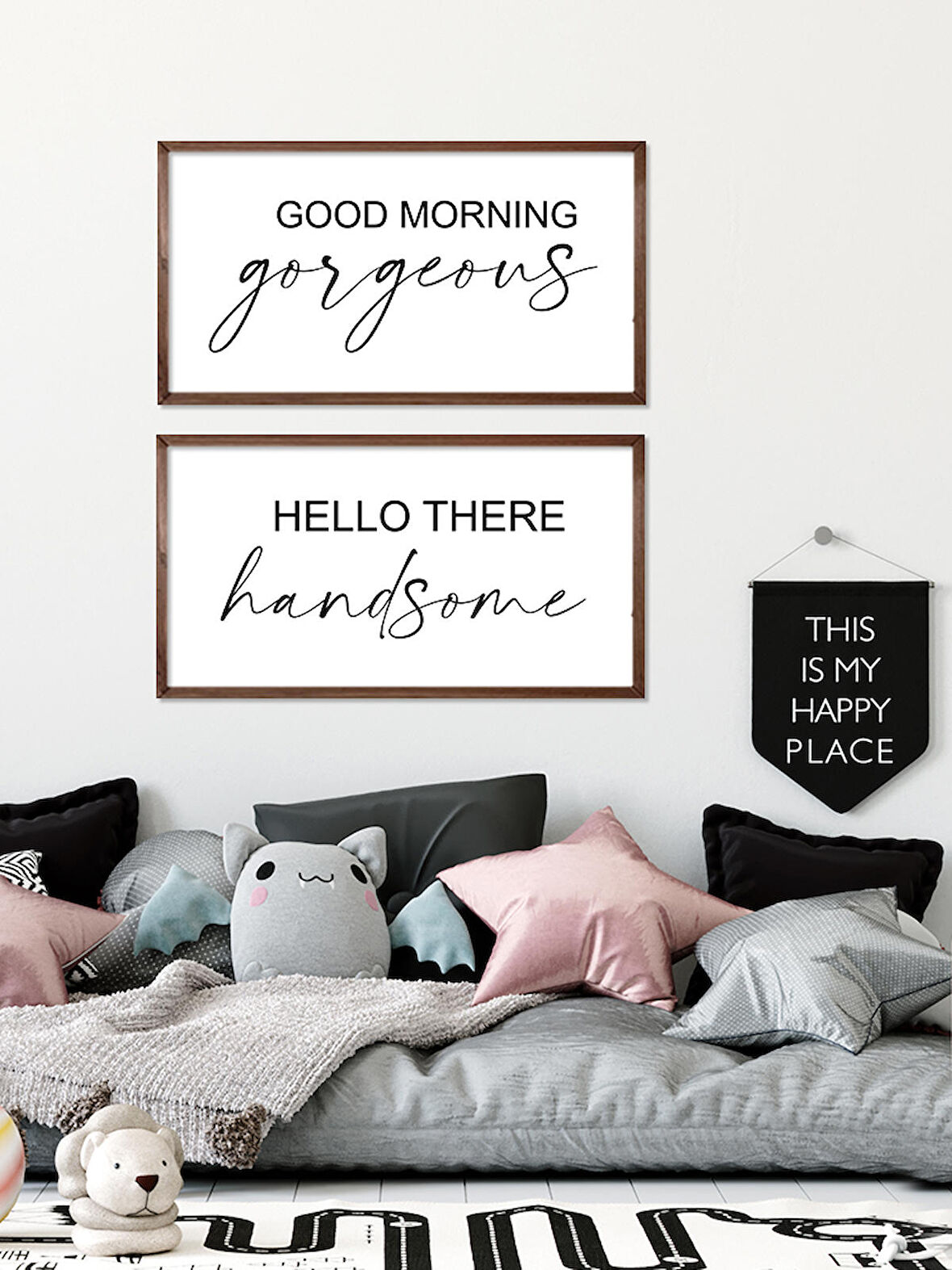 Hello There Handsome Çocuk Odası Çerçeveli Tablo Set (25x49 cm)