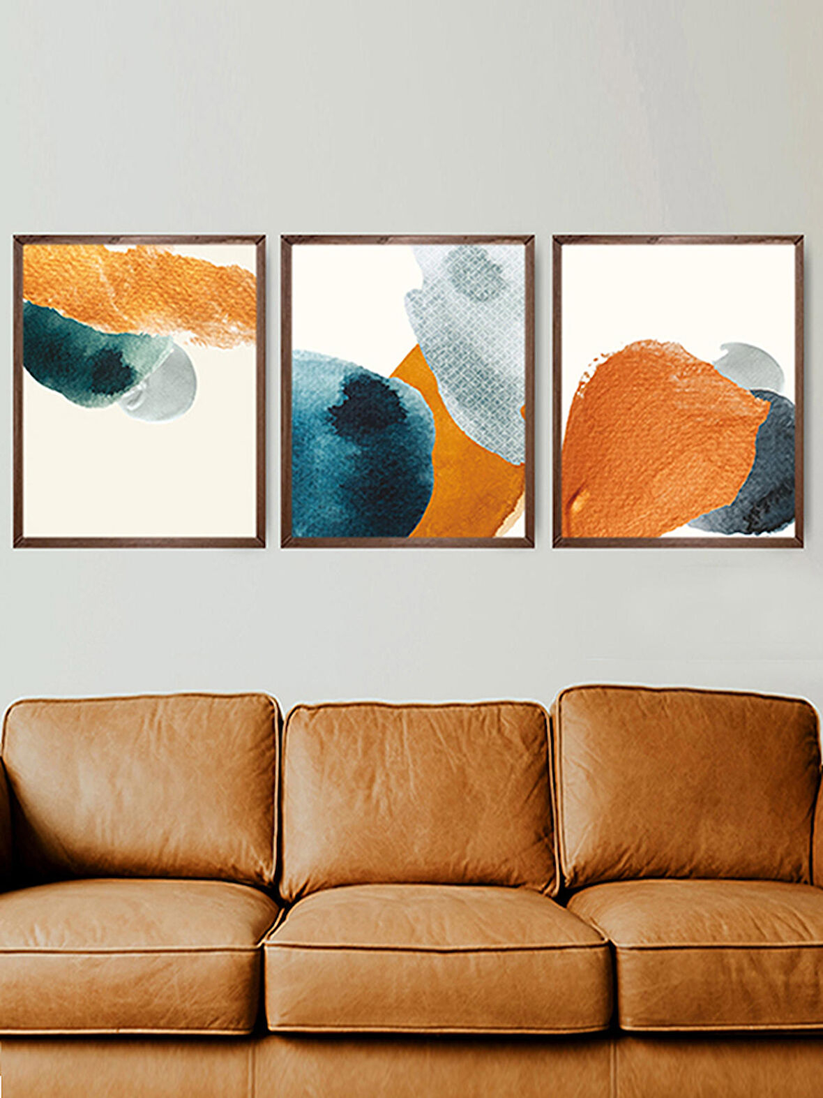 Vetro Design Turuncu ve Mavinin Uyumu Çerçeveli Tablo Set