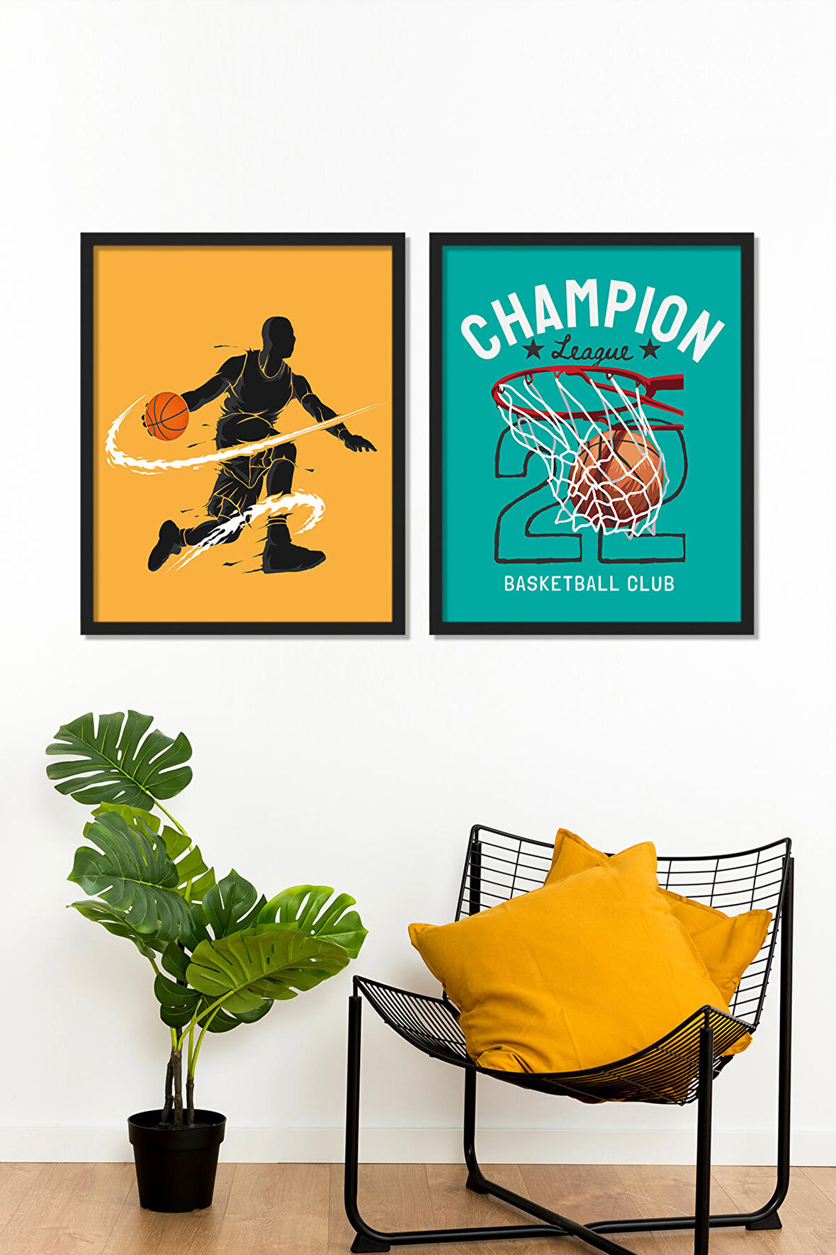 Vetro Design Basketbol Ahşap Çerçeveli Poster Set (30x40 cm)