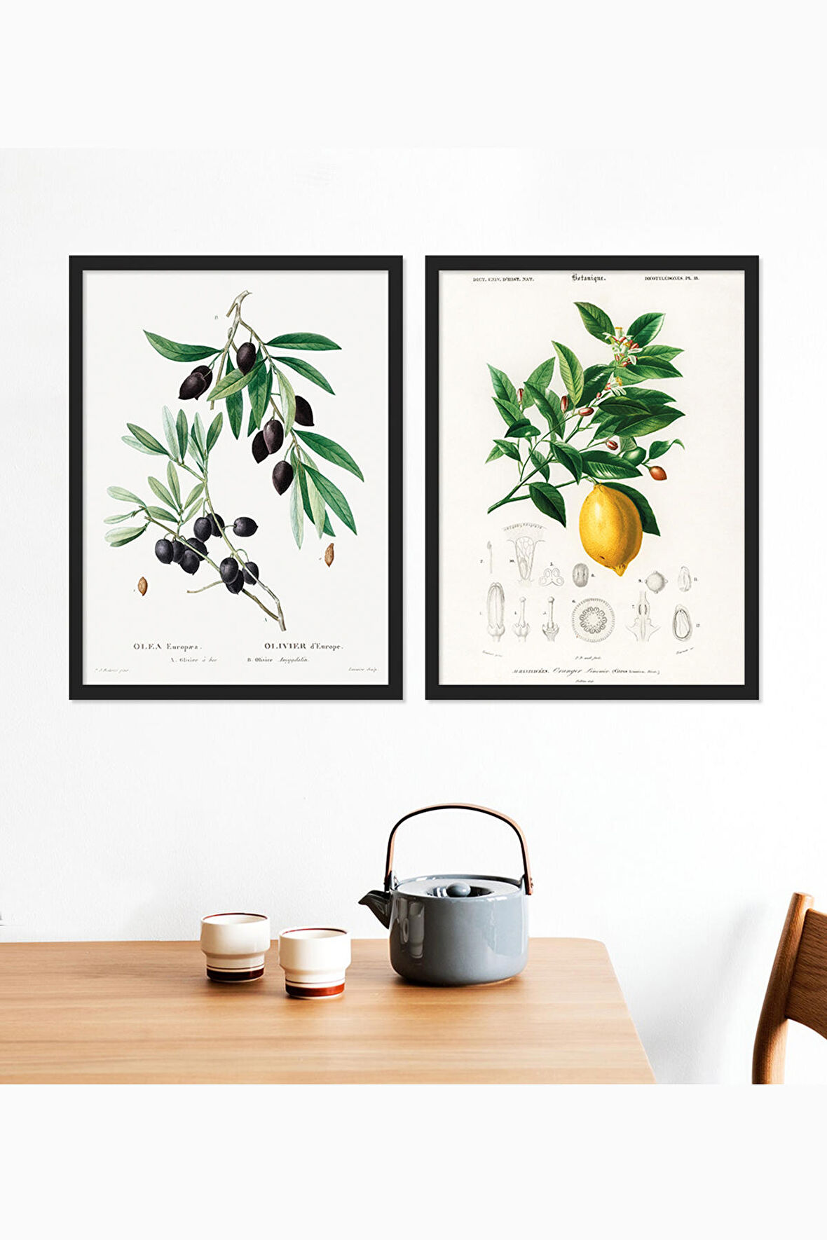 Vetro Design Zeytin - Limon Ahşap Çerçeveli Tablo Set (30x40 cm)