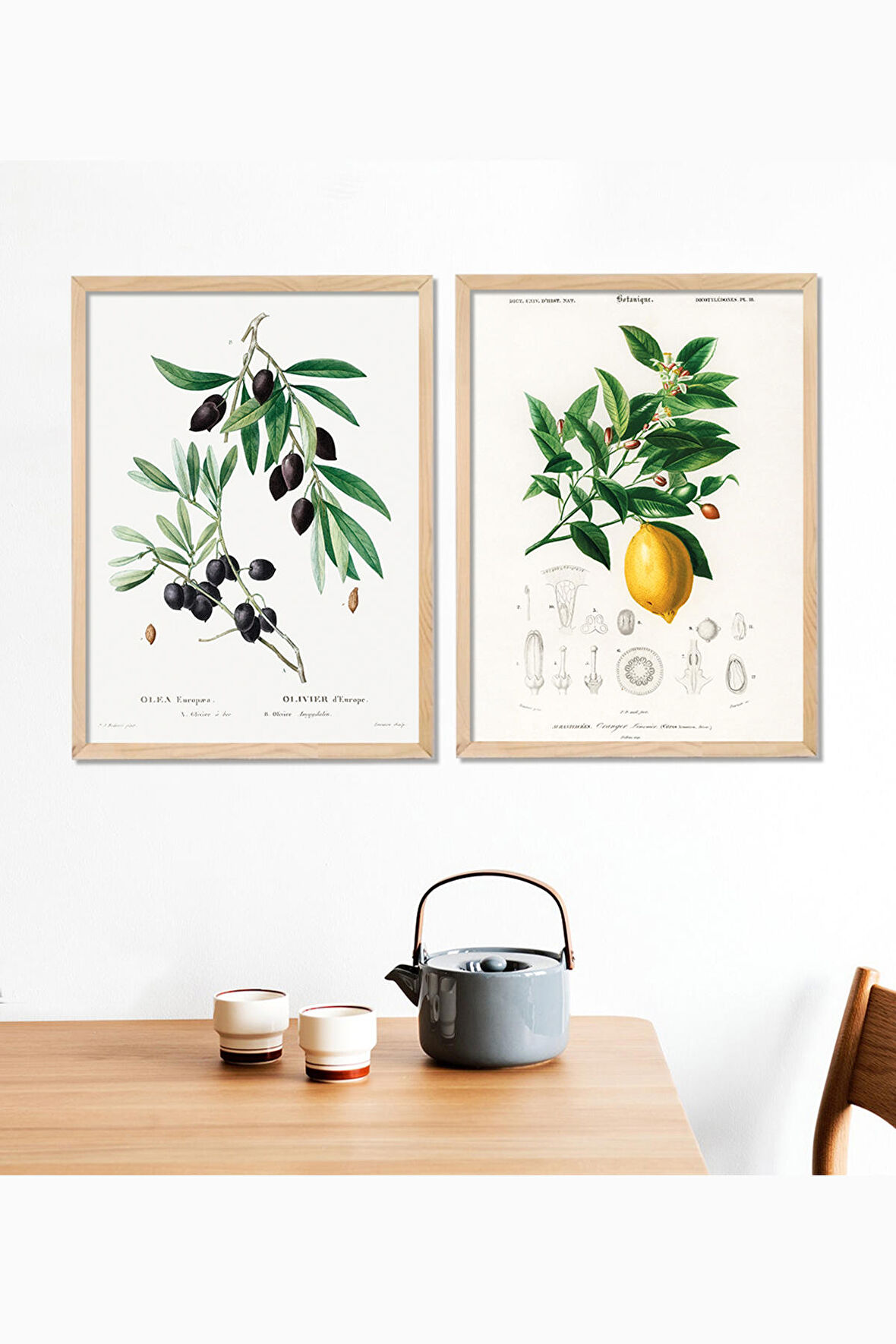 Vetro Design Zeytin - Limon Ahşap Çerçeveli Tablo Set (30x40 cm)
