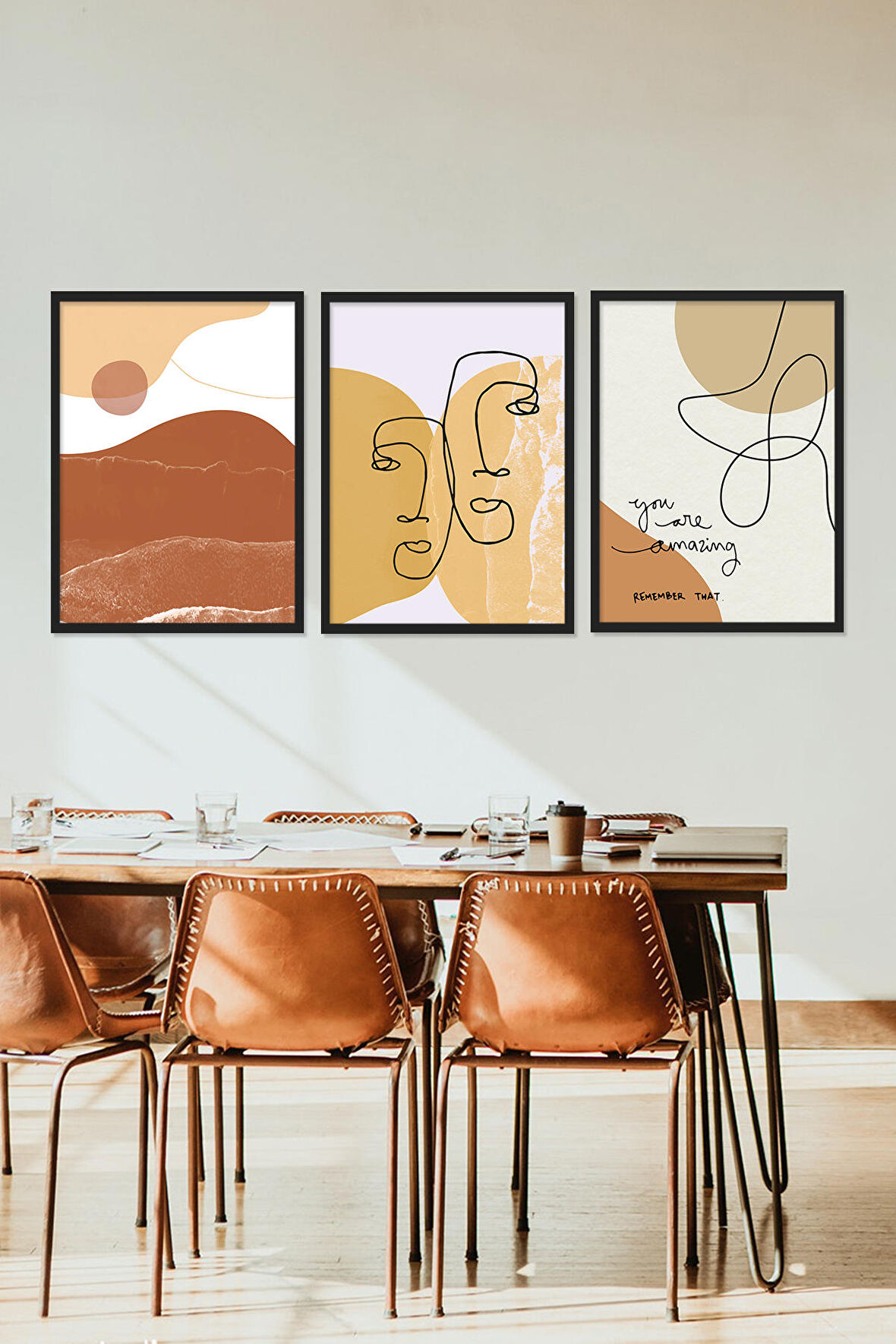 Vetro Design Bohemian Ahşap Çerçeveli Tablo Set (40x50 cm)