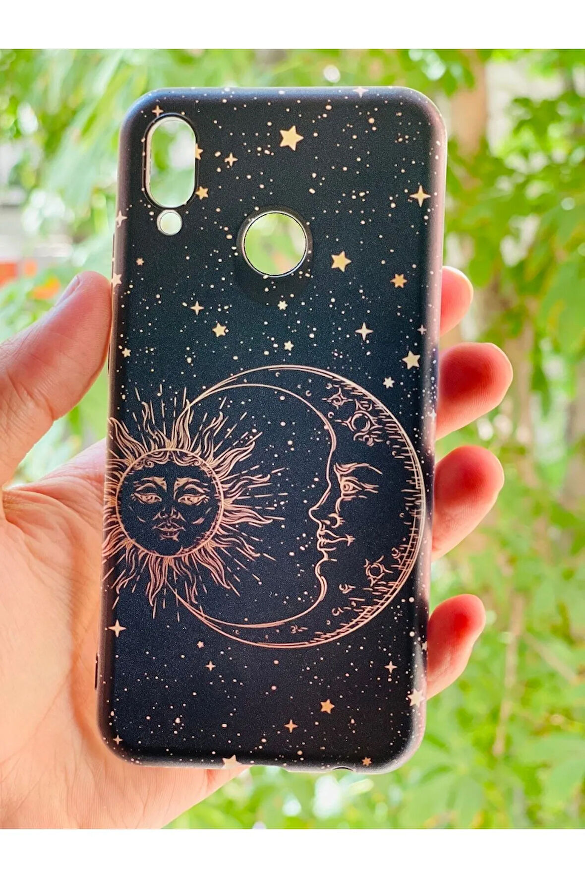 Huawei P20 Lite / Nova 3e  Uyumlu Ay Güneş Desenli Baskılı Silikon