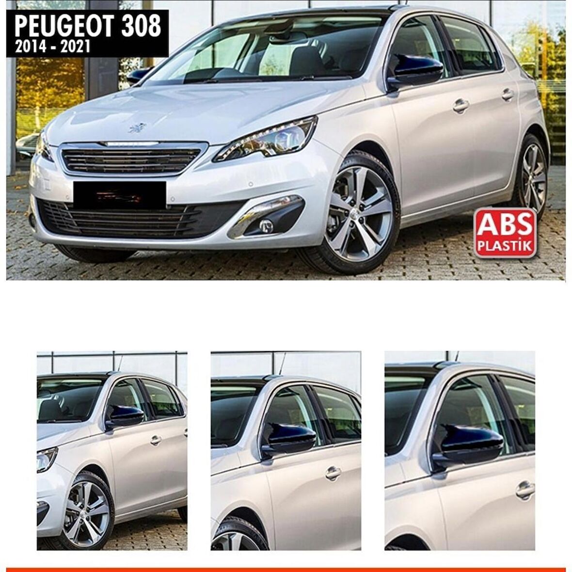 Peugeot 308 Yarasa Ayna Kapağı 2014 ve üzeri Parlak Siyah