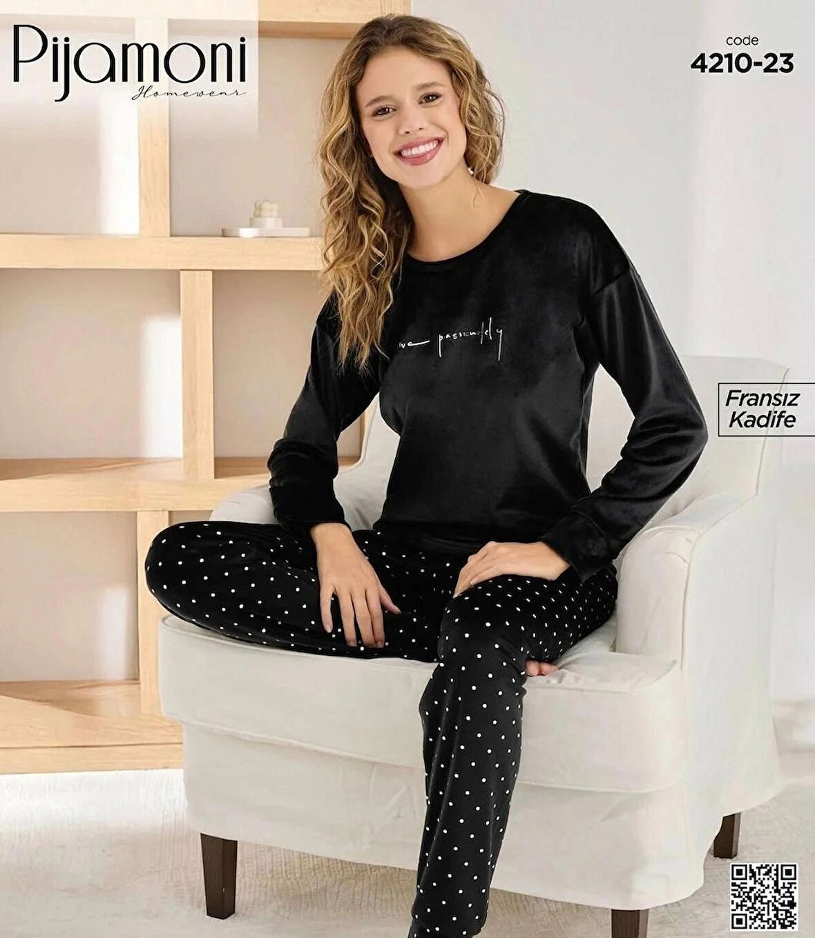 Pijamoni Fransız kadife pijama takım