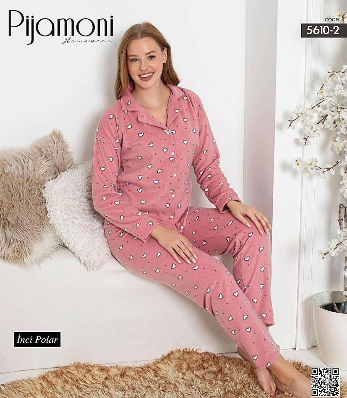 Pijamoni İNCİ POLAR BOY DÜĞMELİ TAKIM