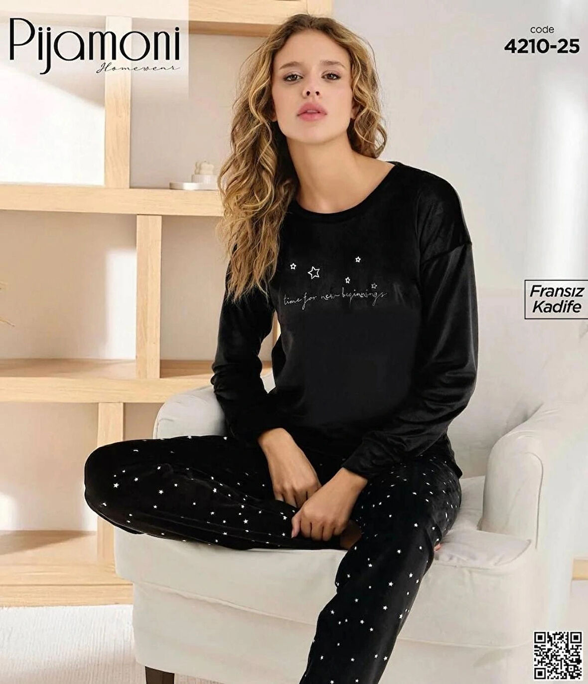 Pijamoni Fransız kadife pijama takım