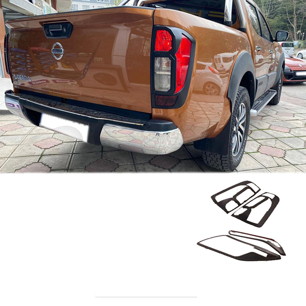 Nissan Navara 2015-2022 Far Stop Çerçeve Kaplama Siyah