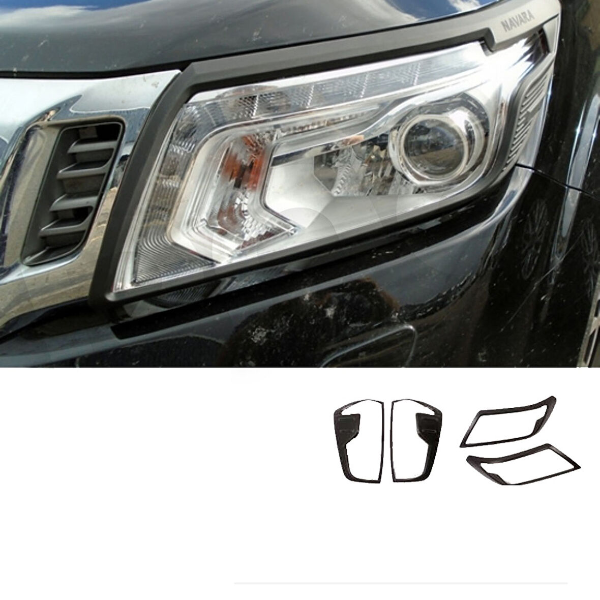 Nissan Navara 2023+ Far Stop Çerçeve Kaplama Siyah