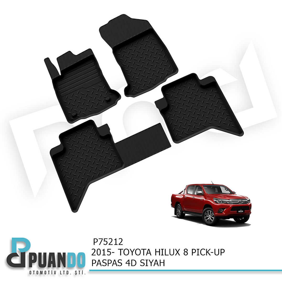 ARACA ÖZEL 2015+ TOYOTA HILUX 8 PICK-UP PASPAS 4D SIYAH
