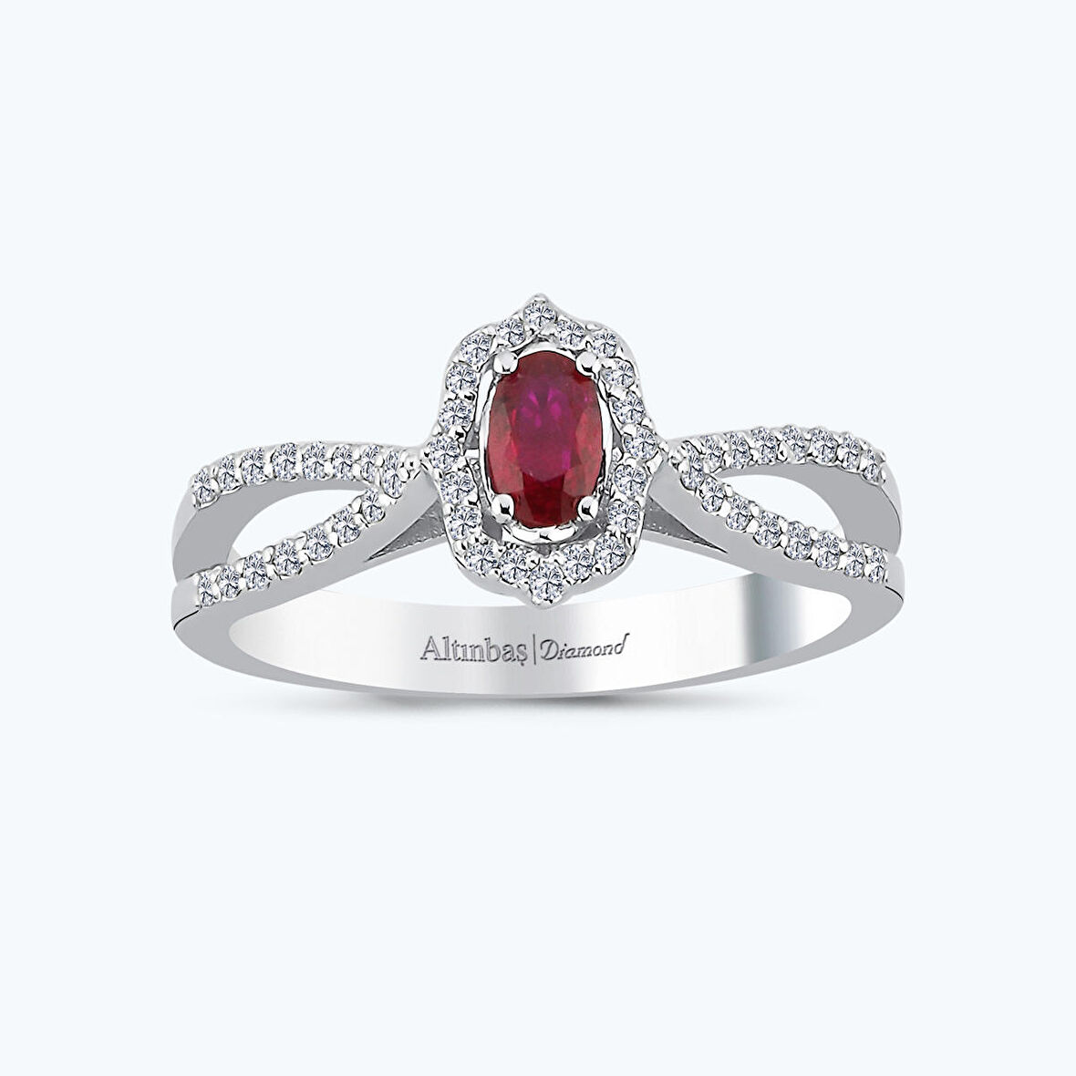 Yakut Kolları Taşlı Oval Yüzük
