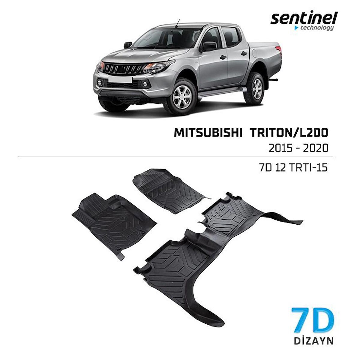 Mitsubishi Triton L200 2015-2020 7D Paspas Siyah