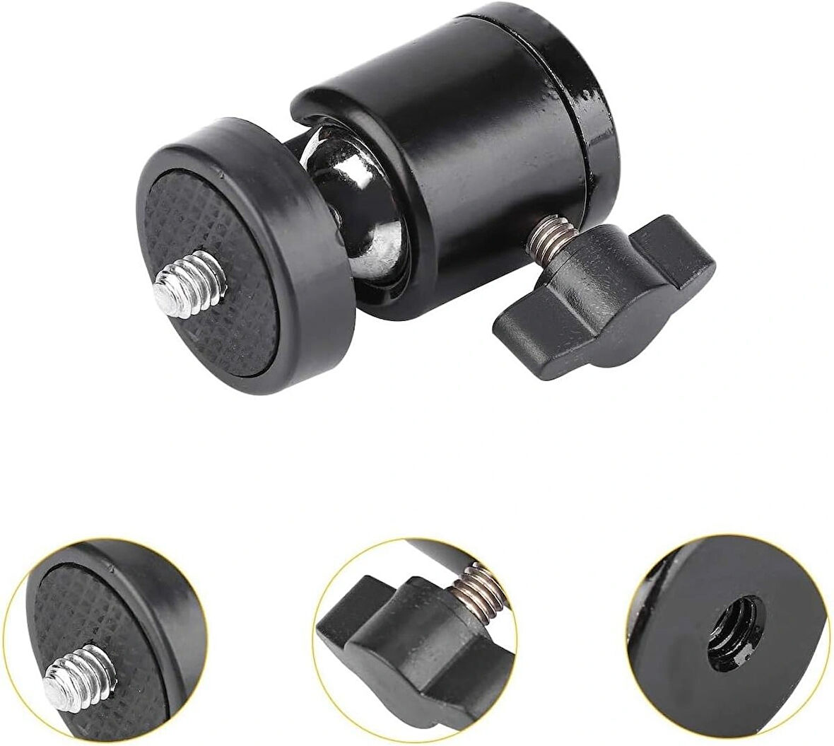 Microcase 360 Derece Ayarlanabilir Metal  3/8 Tripod Monopod Işık Standı Başlığı - AL4622 SİYAH