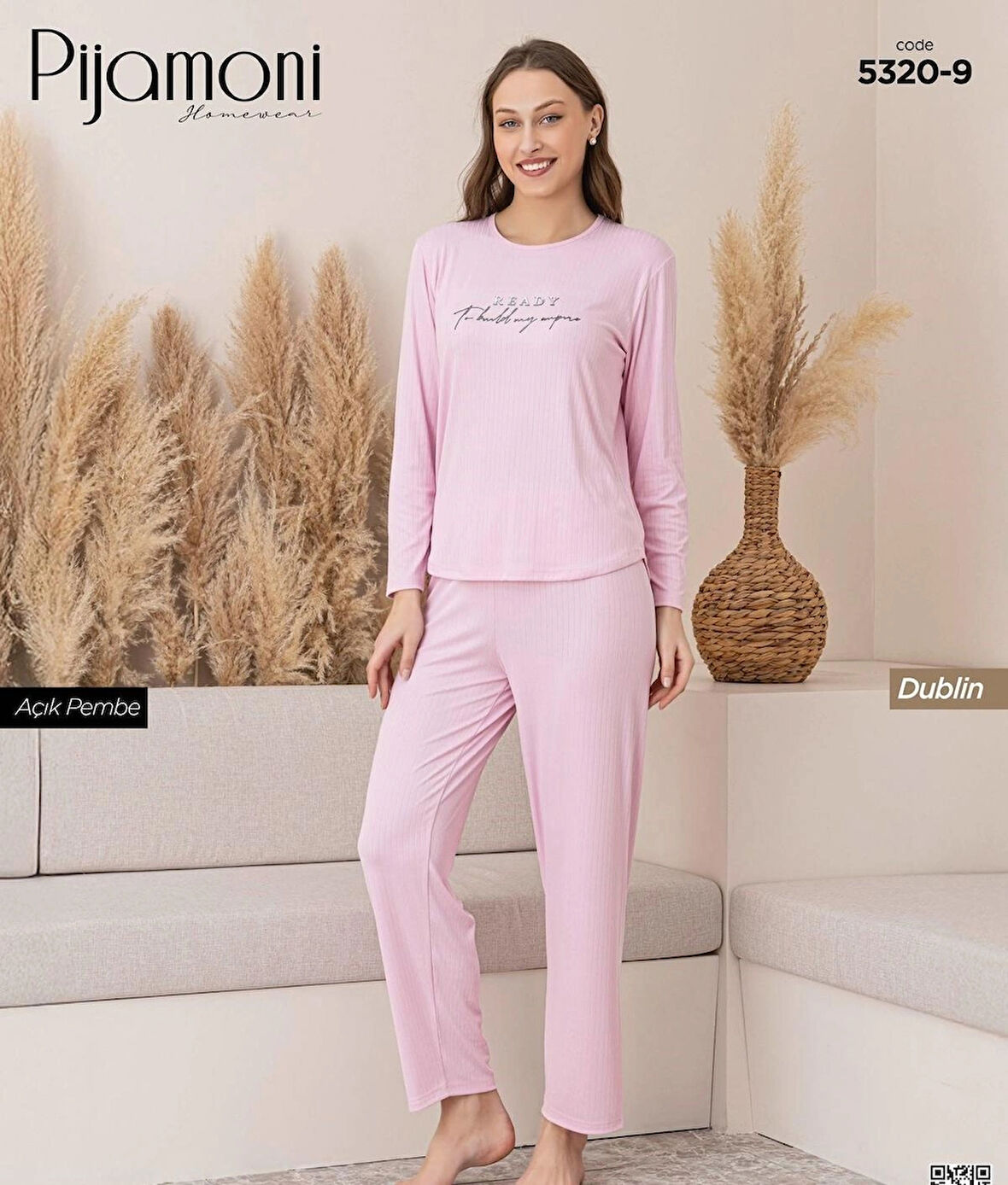 Pijamoni UZUN KOLLU KADIN PİJAMA TAKIMI