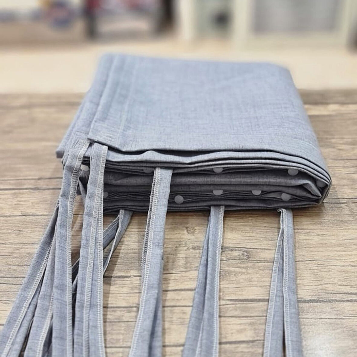 CEYLAN Home Balkon Perdesi Brandası Bağcıklı Ölçü Seçenekli Düz Gri