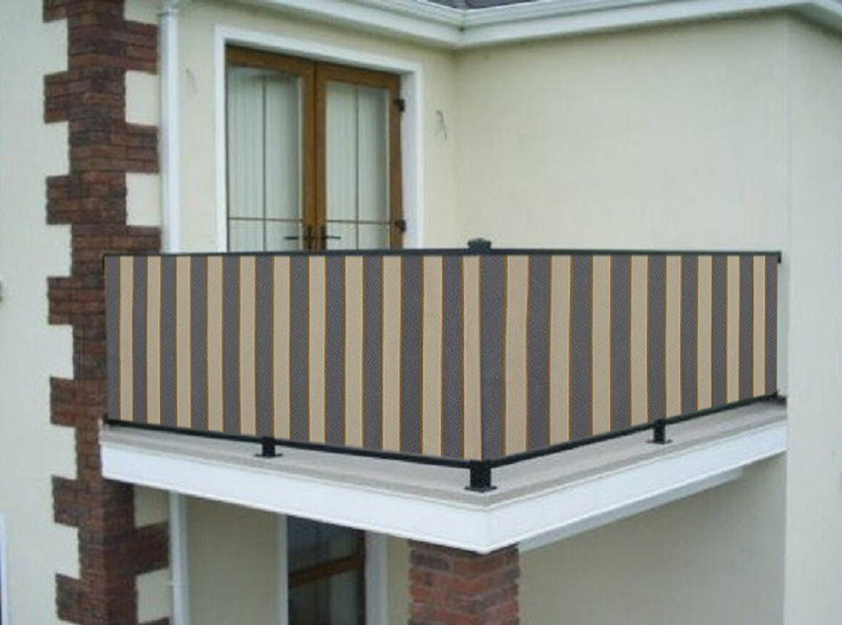 Ceylan Home Balkon Demiri Perdesi Bağcıklı Gri Krem 250x80