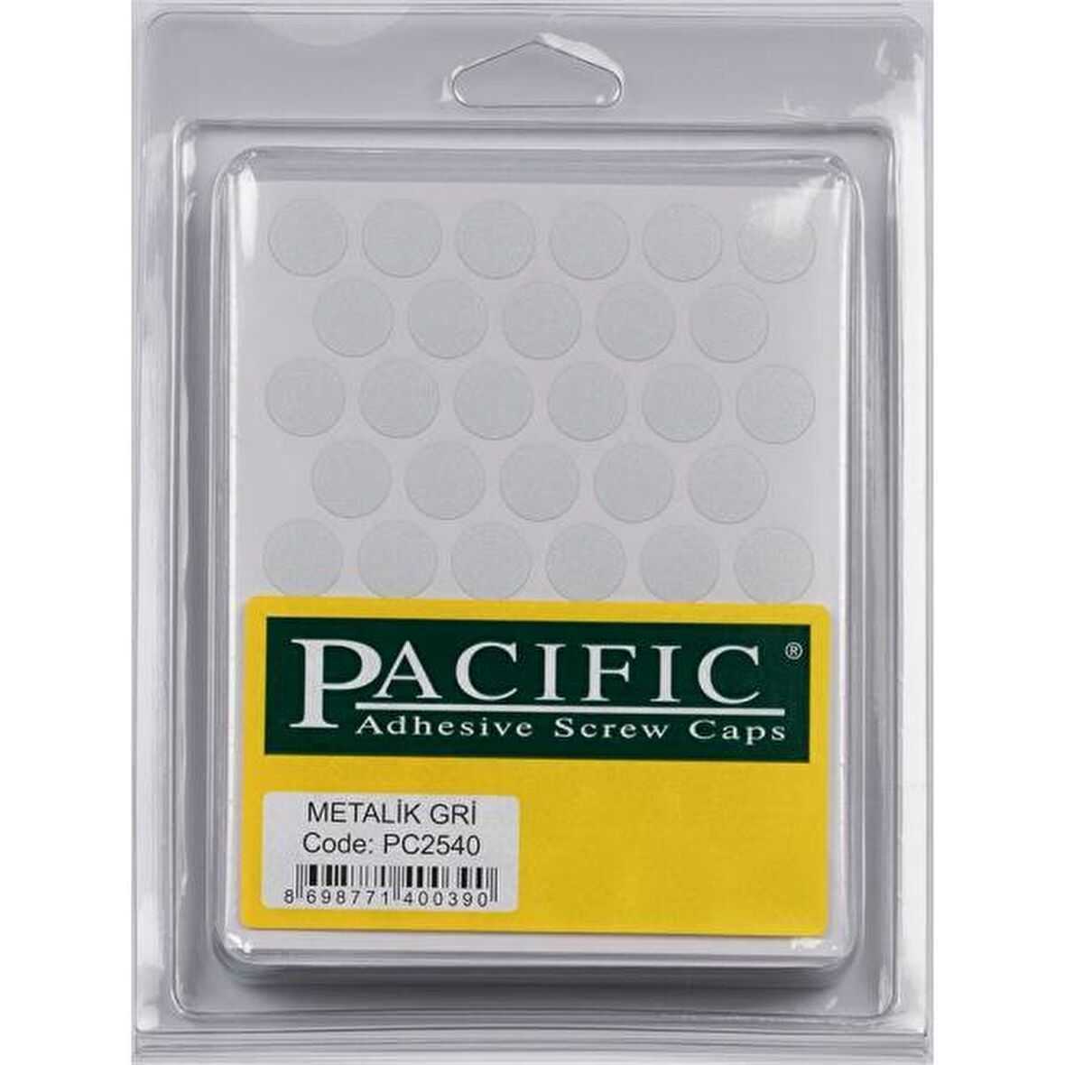Pacific Yapışkanlı Vida Tapası 14Mm Metalik Gri (1 Paket - 50 Adet)