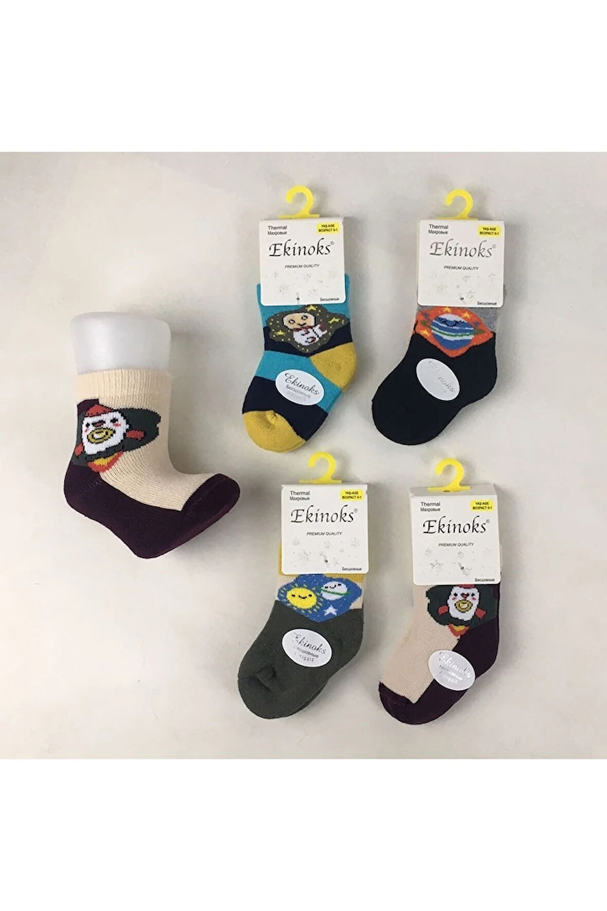 Ekinoks Asorti Dikişsiz Havlu Termal Çocuk Soket Çorap 4lü Set 0-4 Yaş 3050