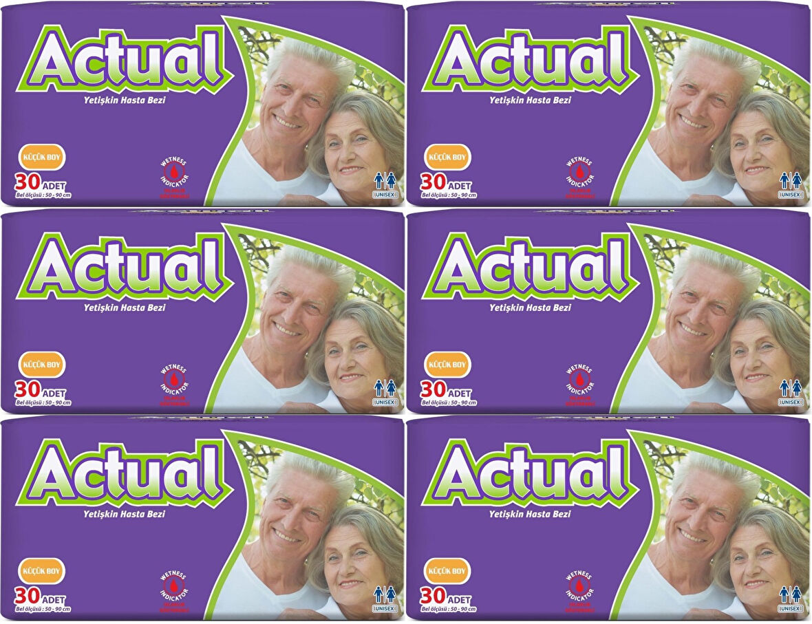 Actual Yetişkin Hasta Bezi Bel Bantlı S - Small - Küçük 180 Adet (6PK*30)