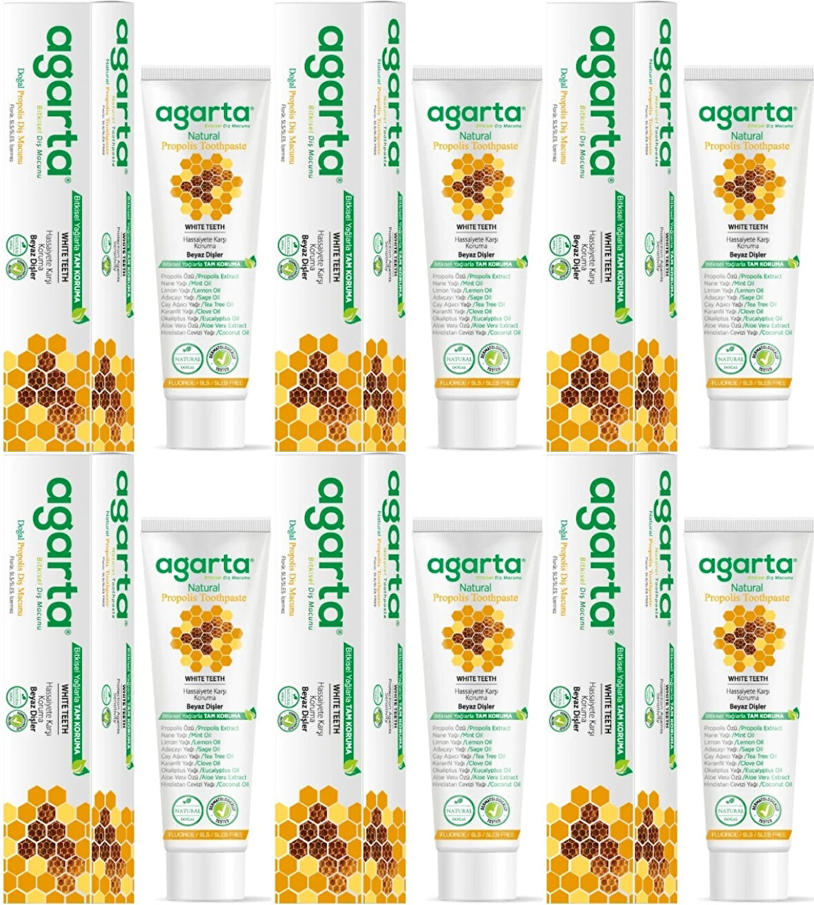 Agarta Doğal Diş Macunu 100ML Propolisli (6 Lı Set)