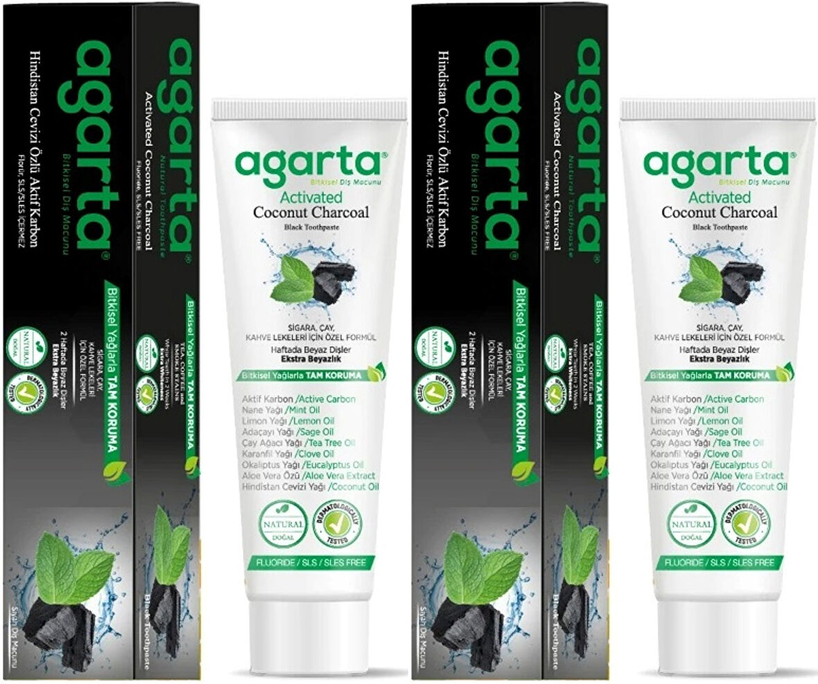 Agarta Doğal Diş Macunu 100ML Aktif Karbonlu (2 Li Set)