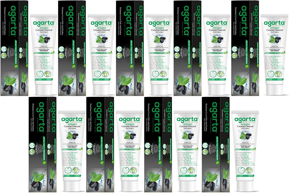 Agarta Doğal Diş Macunu 100ML Aktif Karbonlu (9 Lu Set)