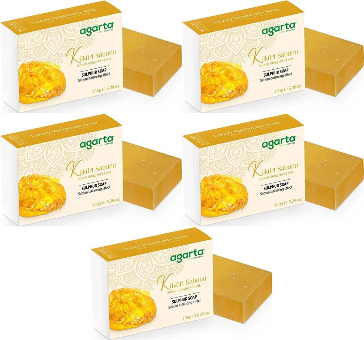 Agarta El Yapımı Doğal Sabun 150GR Kükürt (5 Li Set)