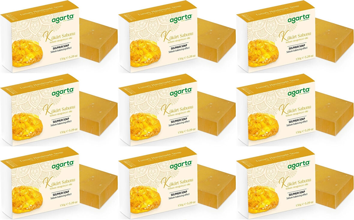 Agarta El Yapımı Doğal Sabun 150GR Kükürt (9 Lu Set)