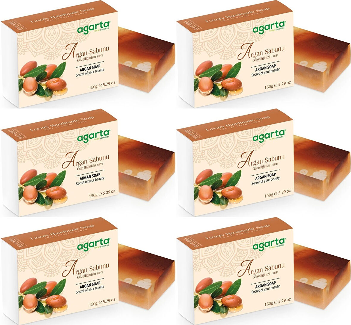 Agarta El Yapımı Doğal Sabun 150GR Argan (6 Lı Set)