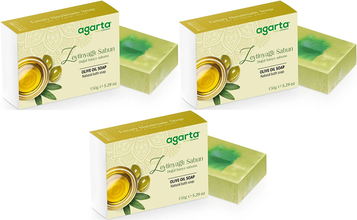 Agarta El Yapımı Doğal Sabun 150GR Zeytinyağlı (3 Lü Set)