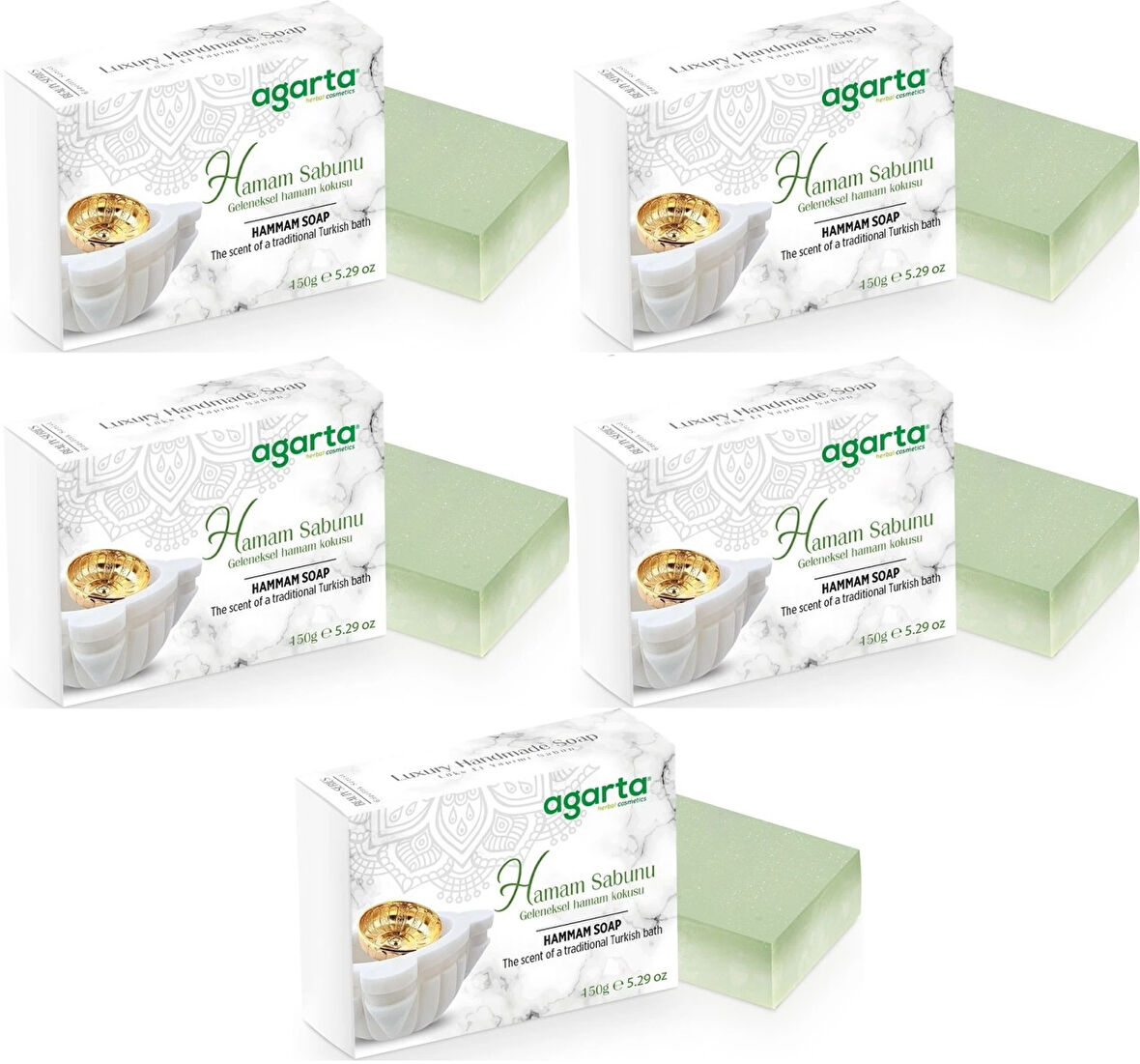 Agarta El Yapımı Doğal Sabun 150GR Hamam (5 Li Set)