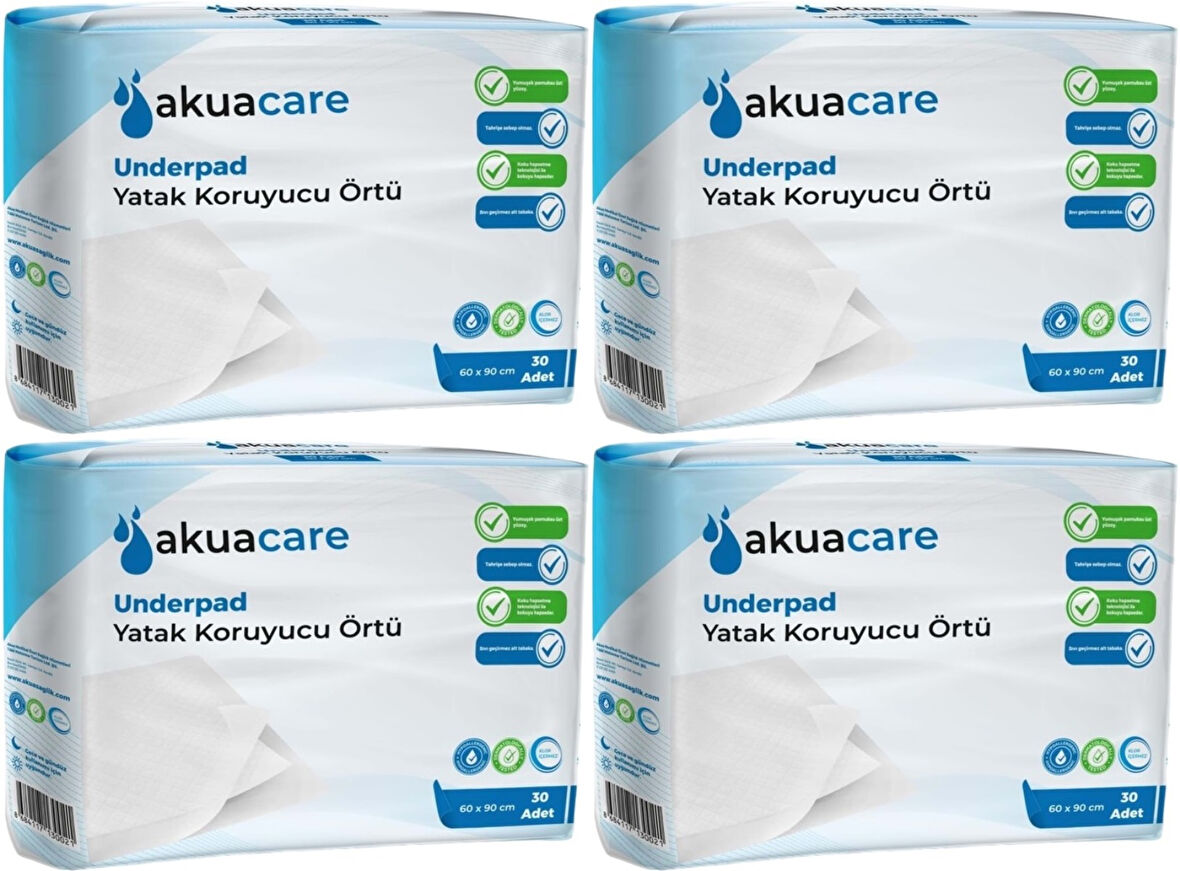 Akuacare Hasta Alt Açma Yatak Koruyucu Örtü 60*90 CM 120 Adet (4PK*30)