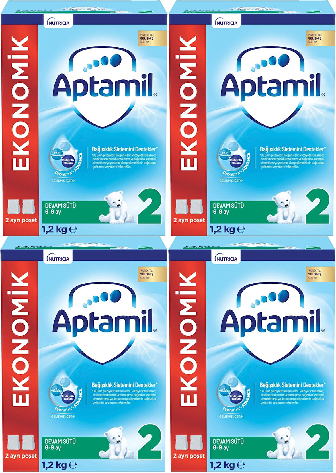 Nutrıcıa Aptamil 1200GR Devam Sütü No:2 (6-9 Ay) (4 Lü Set)