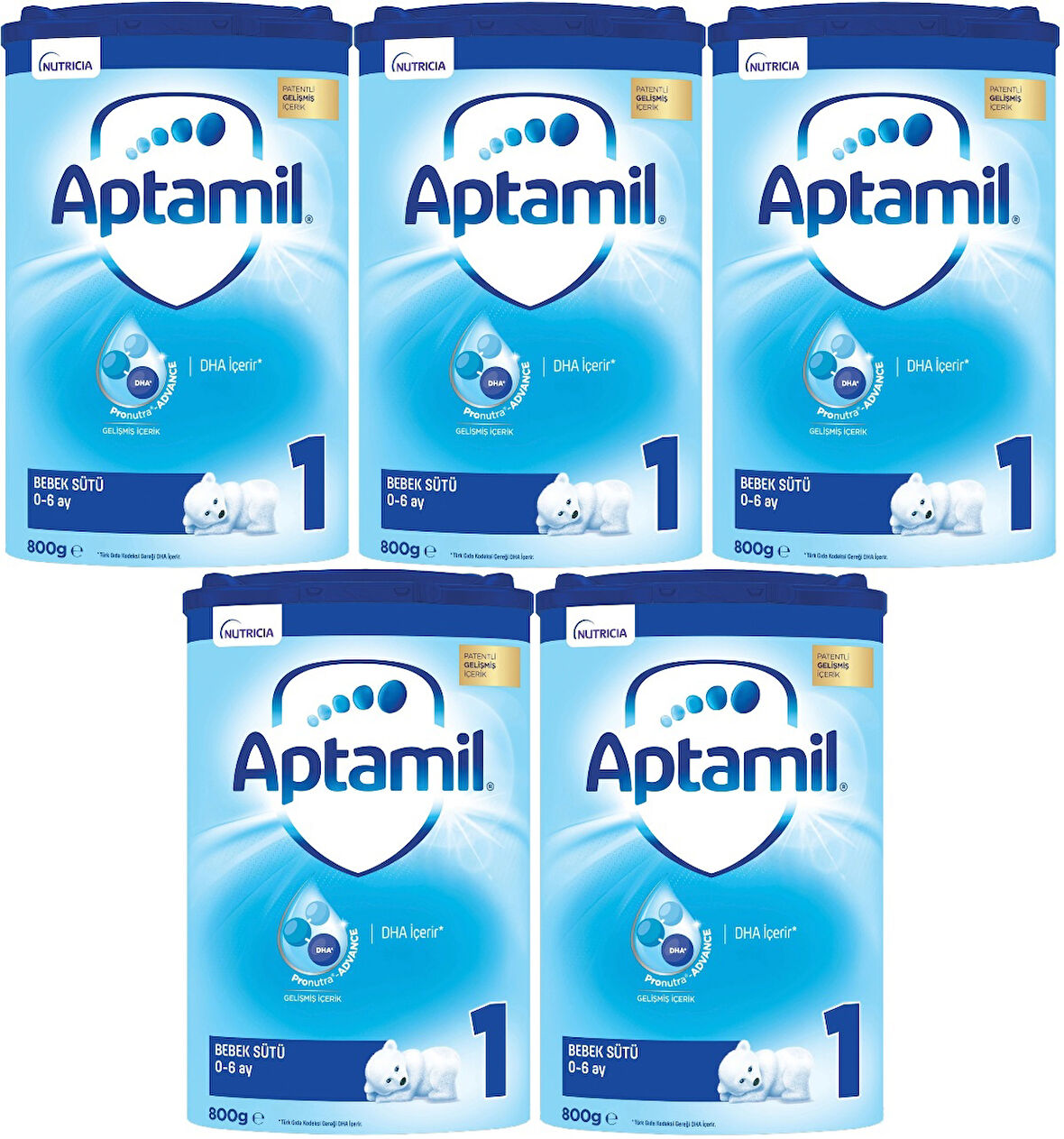 Nutrıcıa Aptamil 800GR Bebek Sütü No:1 (0-6 Ay) Doğumdan İtibaren (5 Li Set)