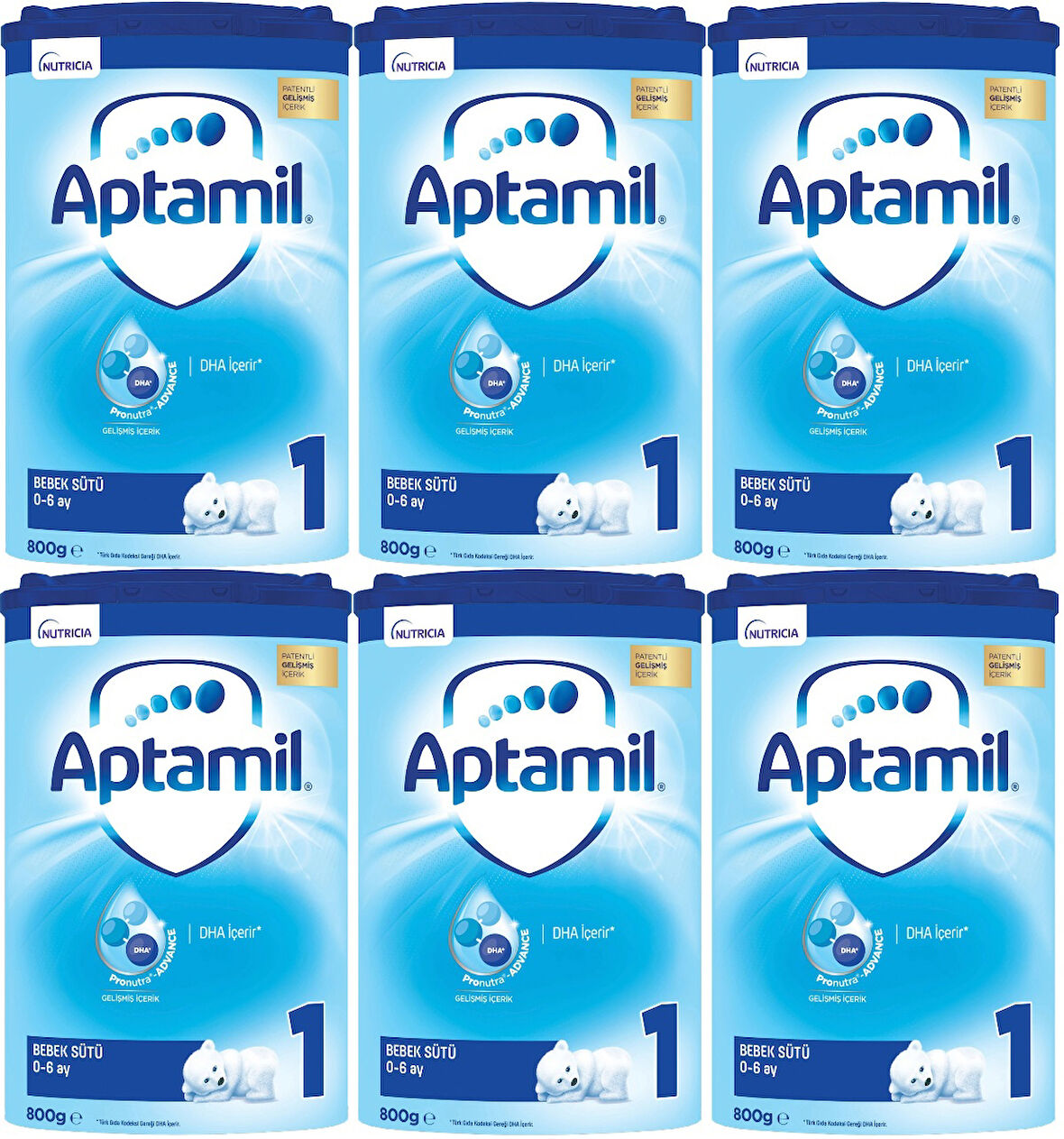 Nutrıcıa Aptamil 800GR Bebek Sütü No:1 (0-6 Ay) Doğumdan İtibaren (6 Lı Set)