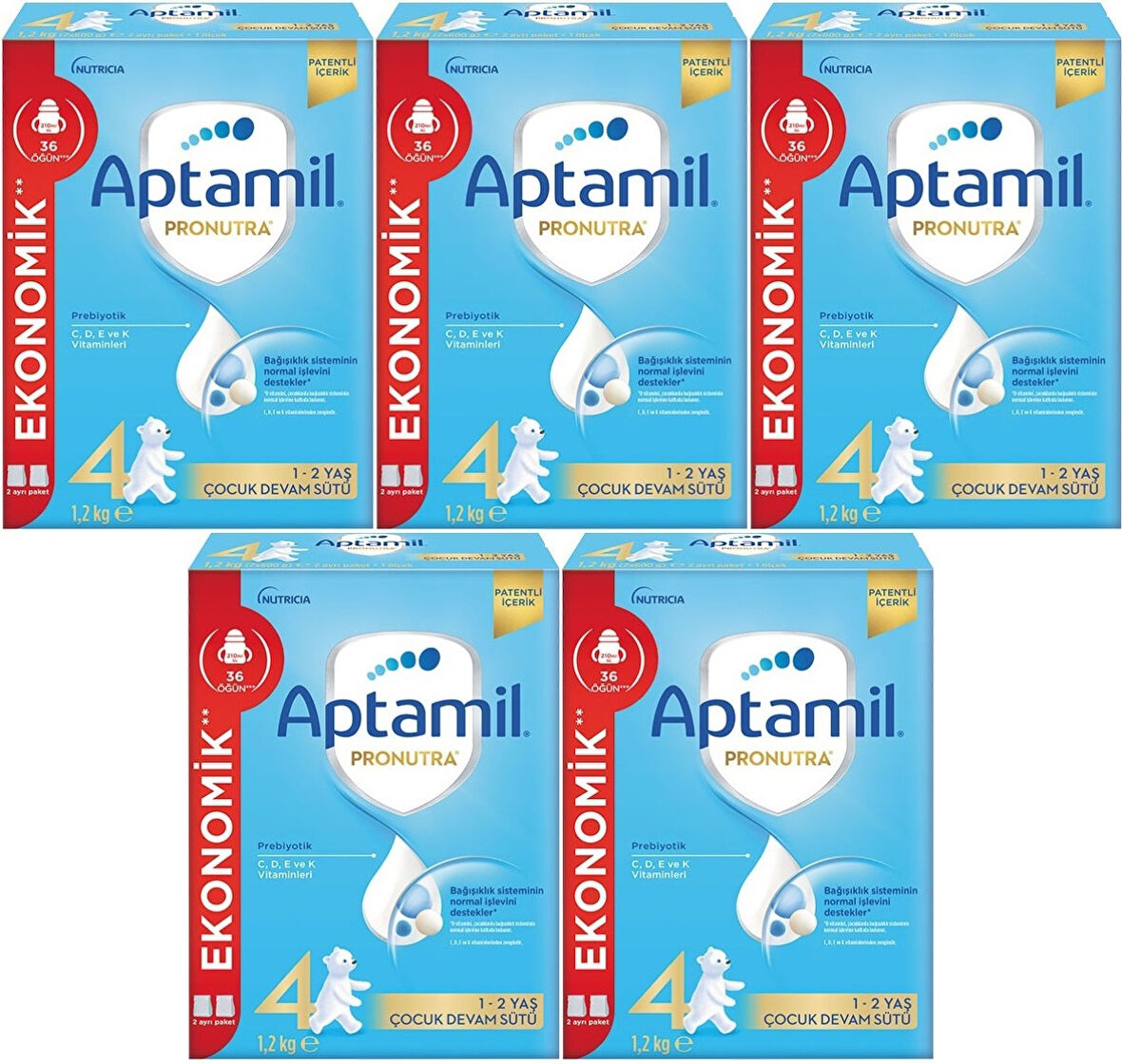 Nutrıcıa Aptamil Pronutra 1200GR Devam Sütü No:4 (1-2 Yaş) (5 Li Set)