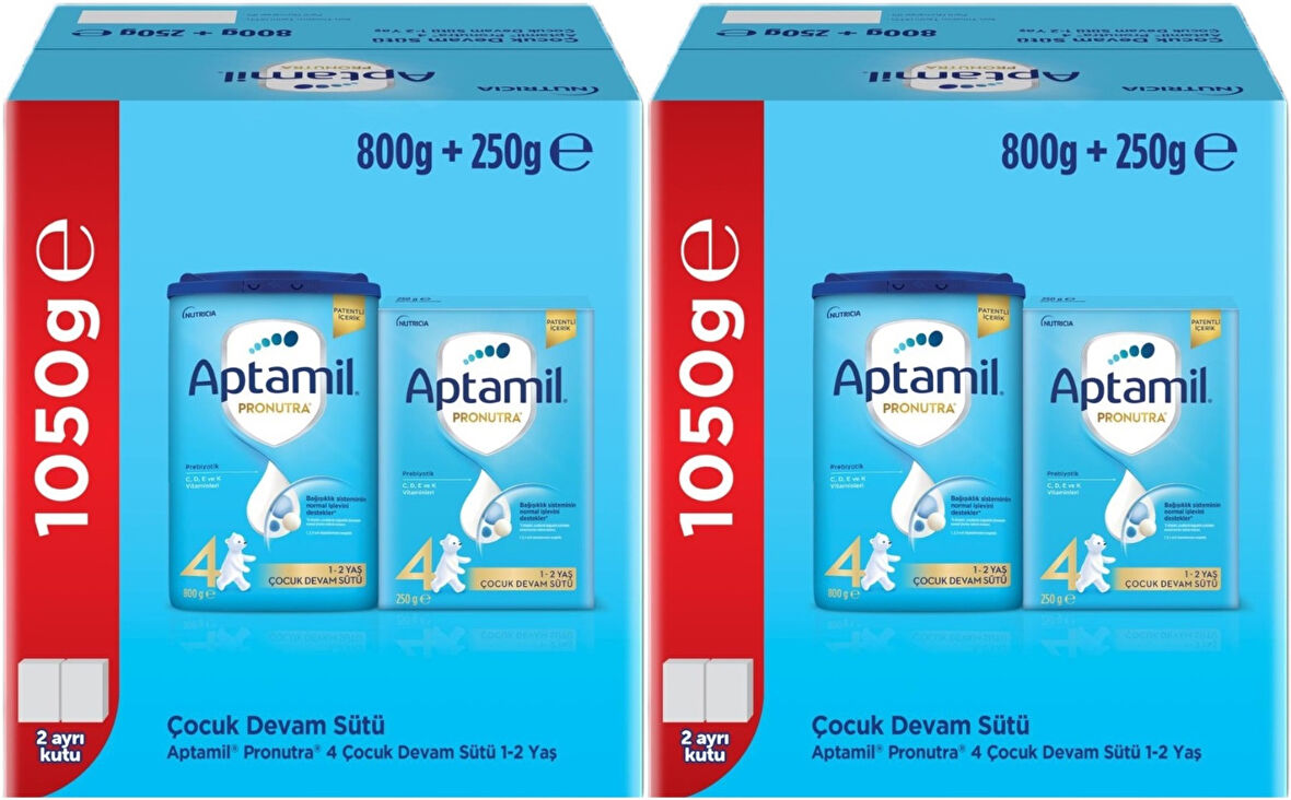 Nutrıcıa Aptamil Pronutra 800GR+250GR Toplam: 1050GR Devam Sütü No:4 (1 Yaş ve Üzeri) (2 Li Set)