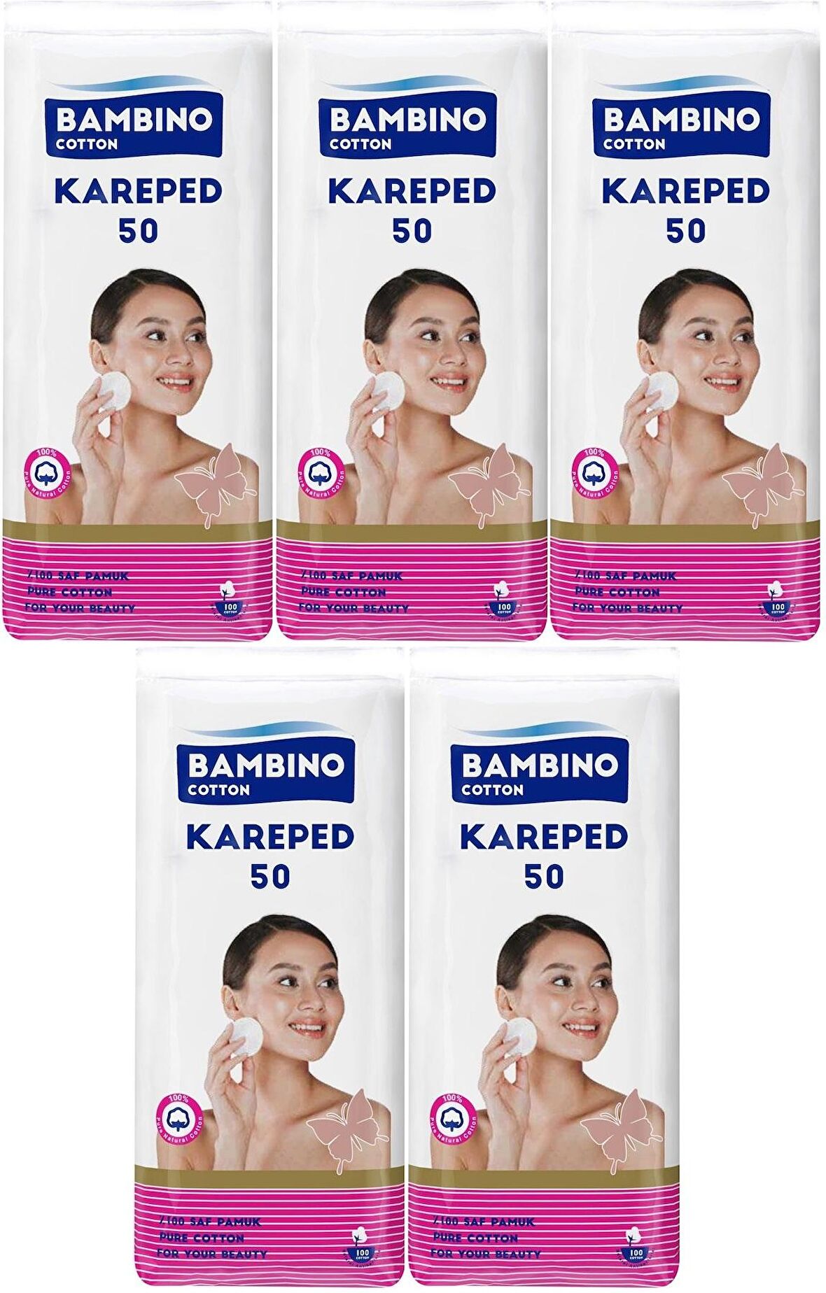 Bambino Cotton Kare Makyaj Temizleme Pamuğu 250 Adet (5PK*50)